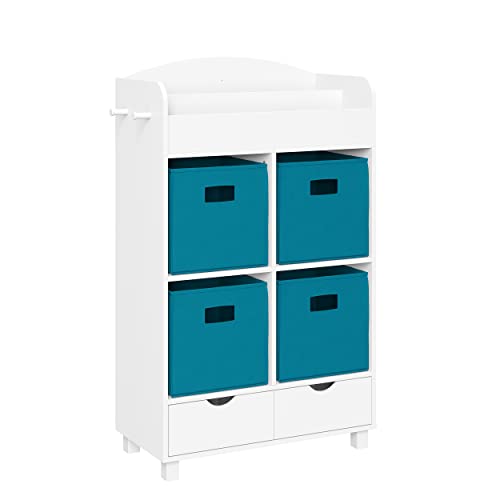 White With 4 Turquoise Bins