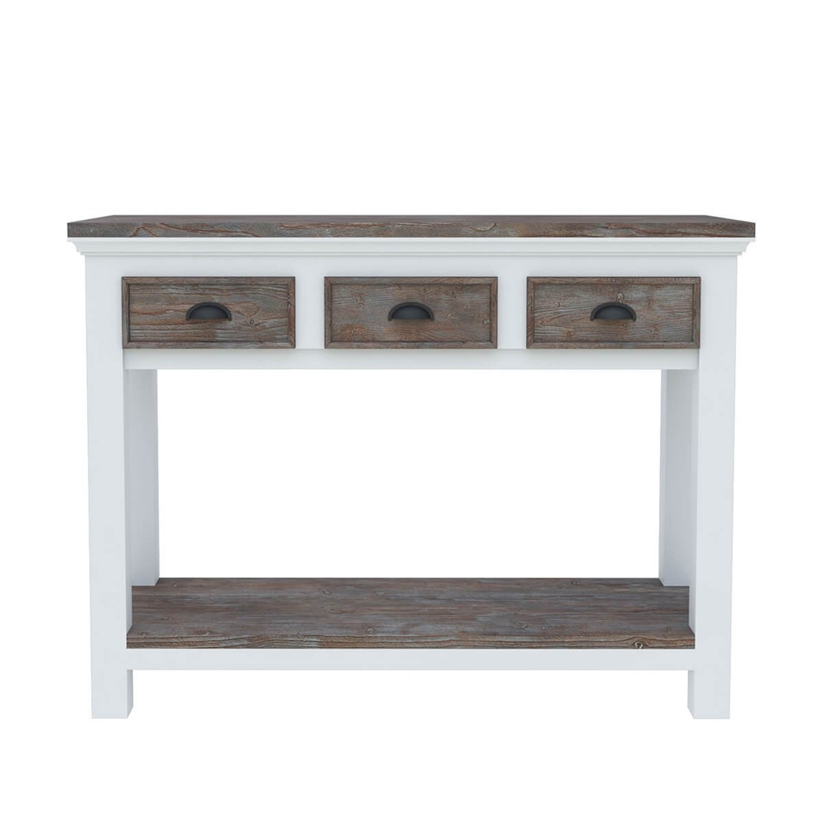 Modern Teak & Solid Wood 3-Drawer Console Table - Entryway Hallway Sofa Table for Living Room, Foyer & Home Decor