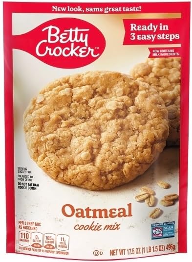 Betty Crocker 5-Pack Cookie Mix Variety - Chocolate Chip, Oatmeal, Peanut Butter, Double Chocolate Chunk & Sugar Cookie (17.5 oz Each) | Perfect for Baking Parties, Holiday Treats & Family Desserts