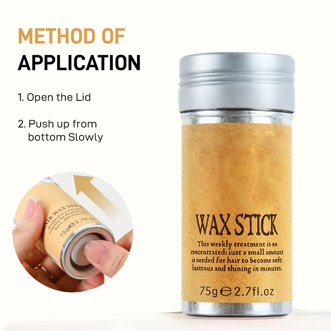 Non-Greasy Hair Wax Stick for Styling - Strong Hold Finishing Wax for Women & Men - Perfect for Updos, Ponytails & Frizz Control - Happy Fix Hair Styling Wax