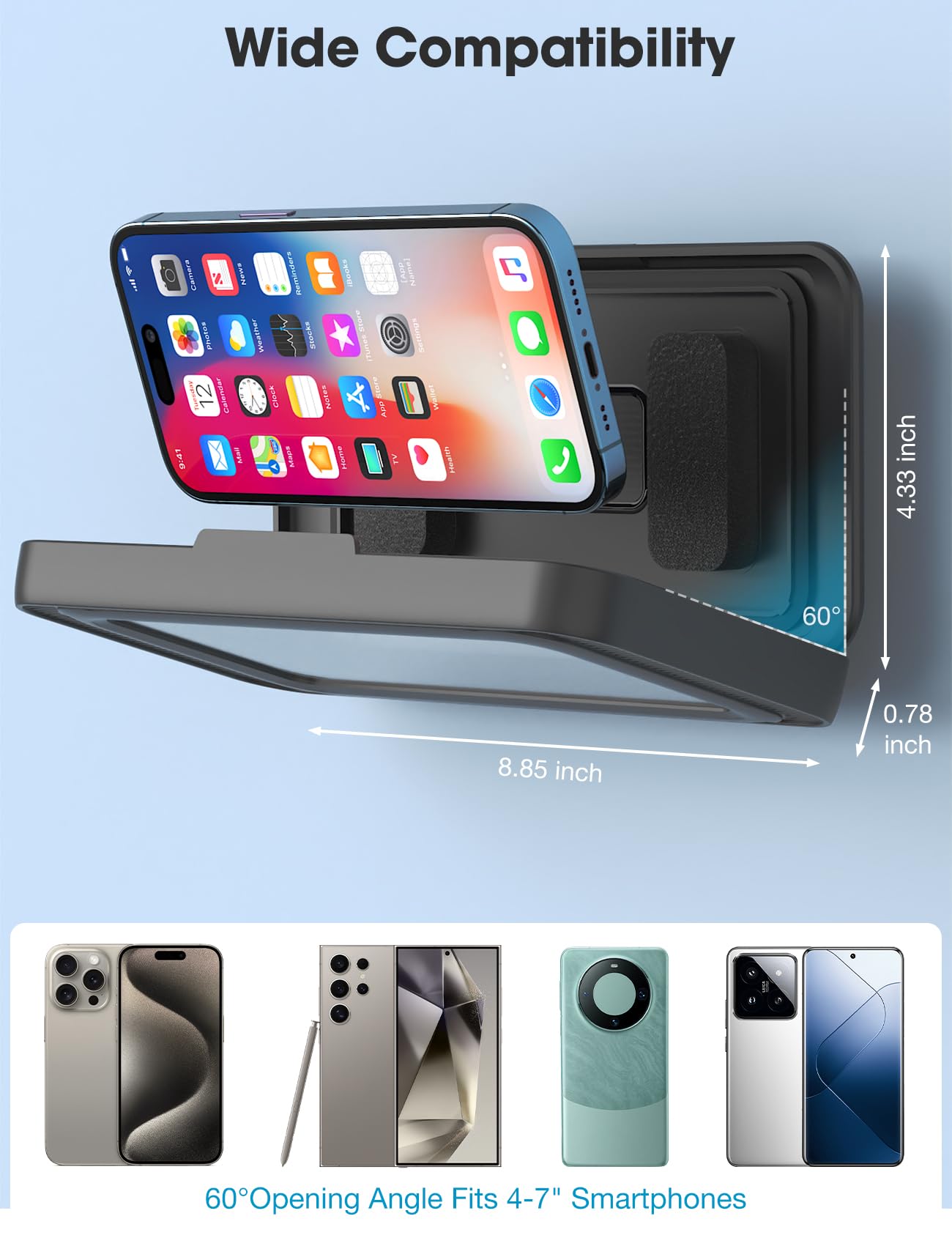 KUNSLUCK Waterproof Shower Phone Holder with 480° Rotation - Universal Wall Mount Stand for iPhone, Samsung & 4-7