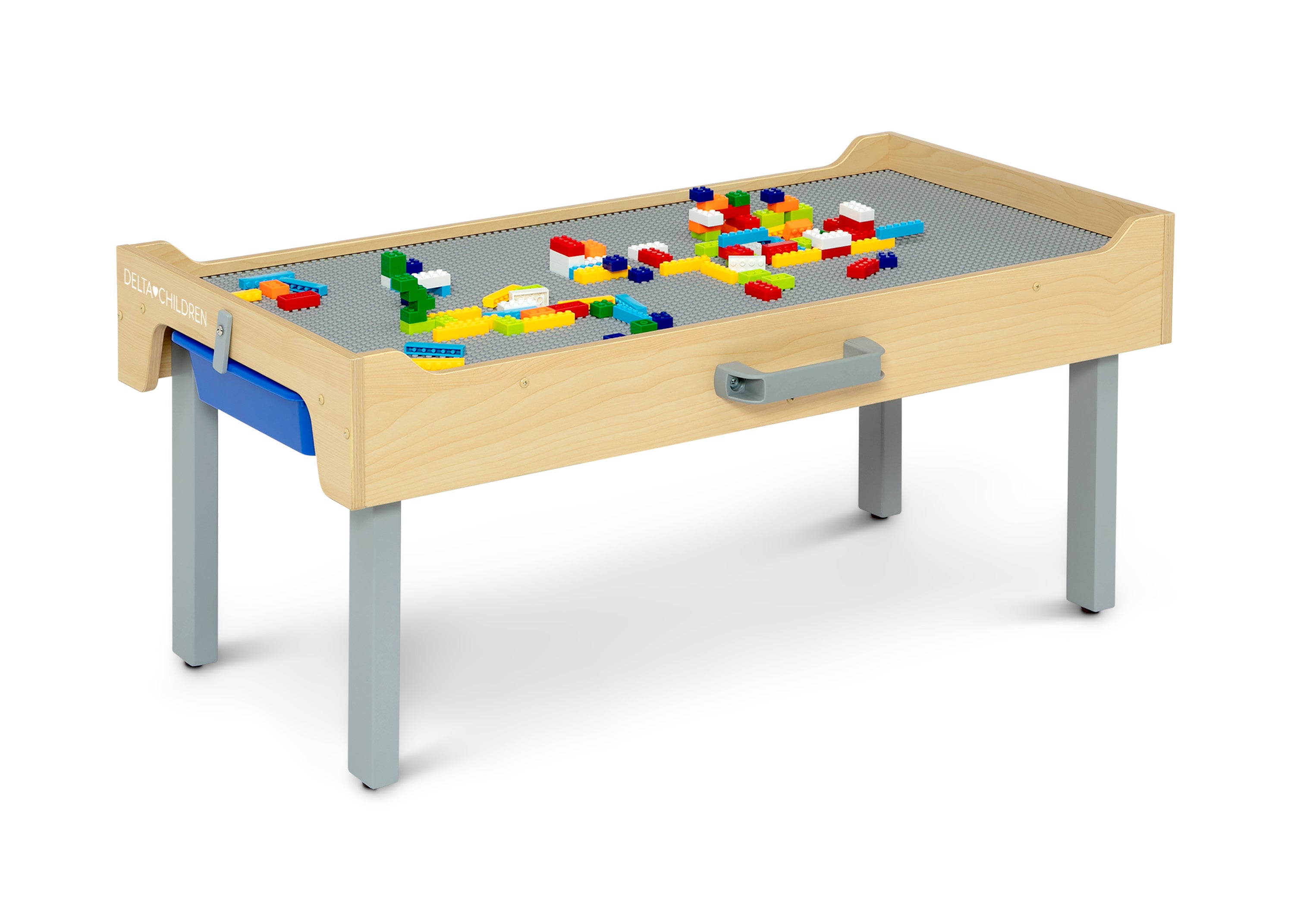 Play N Store Kids Building Bricks Play Table with 100+ Colorful Bricks - STEM Learning Toy for Creative Play, Room Organization & Toddler Activities