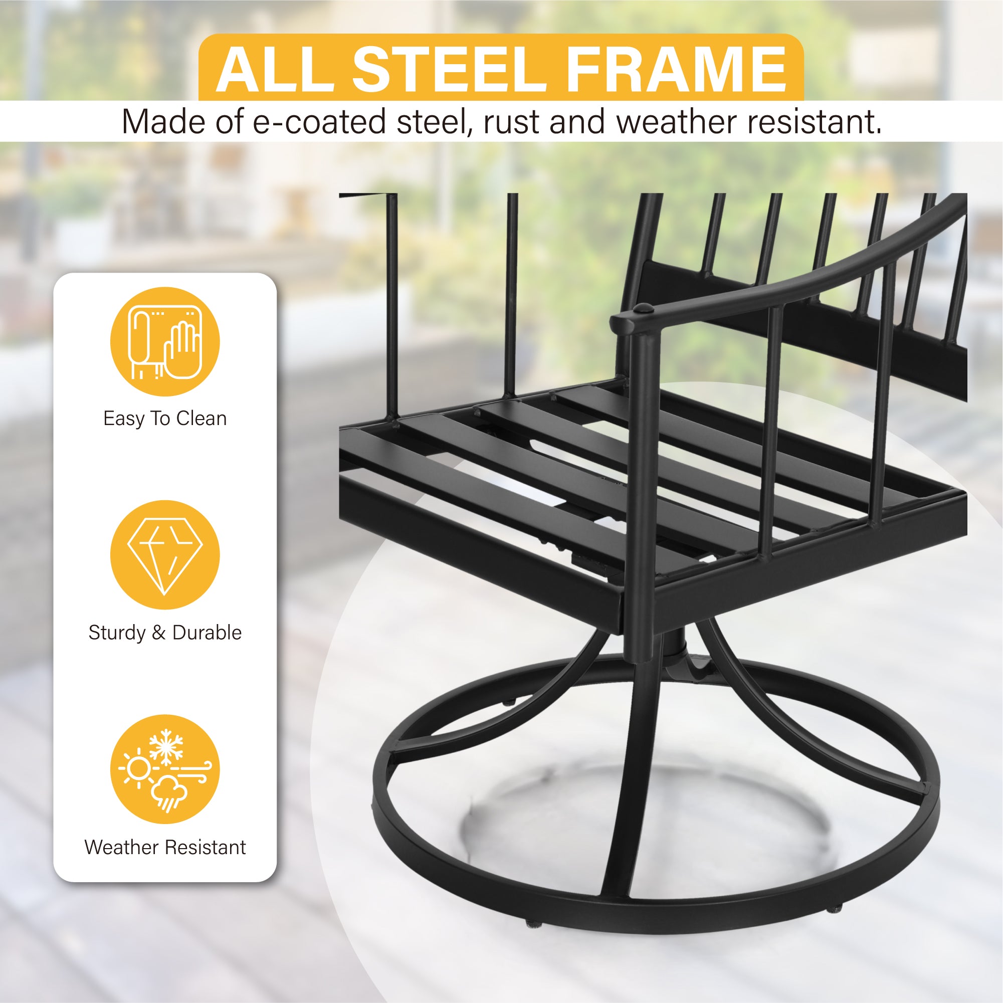 Sophia & William 7/9 Piece Patio Dining Set with Embossed Expandable Table & Steel Chairs - Outdoor Furniture for Garden, Backyard, Poolside & Terrace Dining