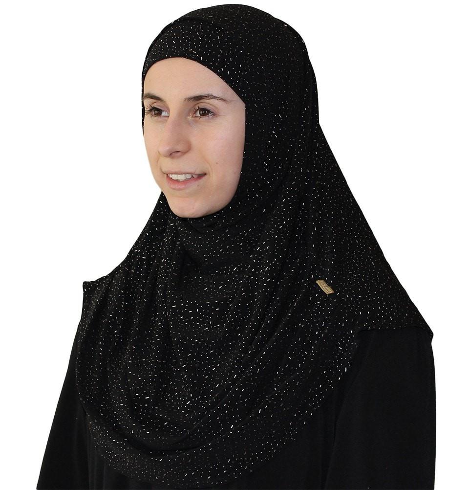 Firdevs Practical Hijab Scarf & Bonnet Set - Raindrop Black - Modest Muslim Headwear for Women - Perfect for Daily Wear, Prayer & Special Occasions