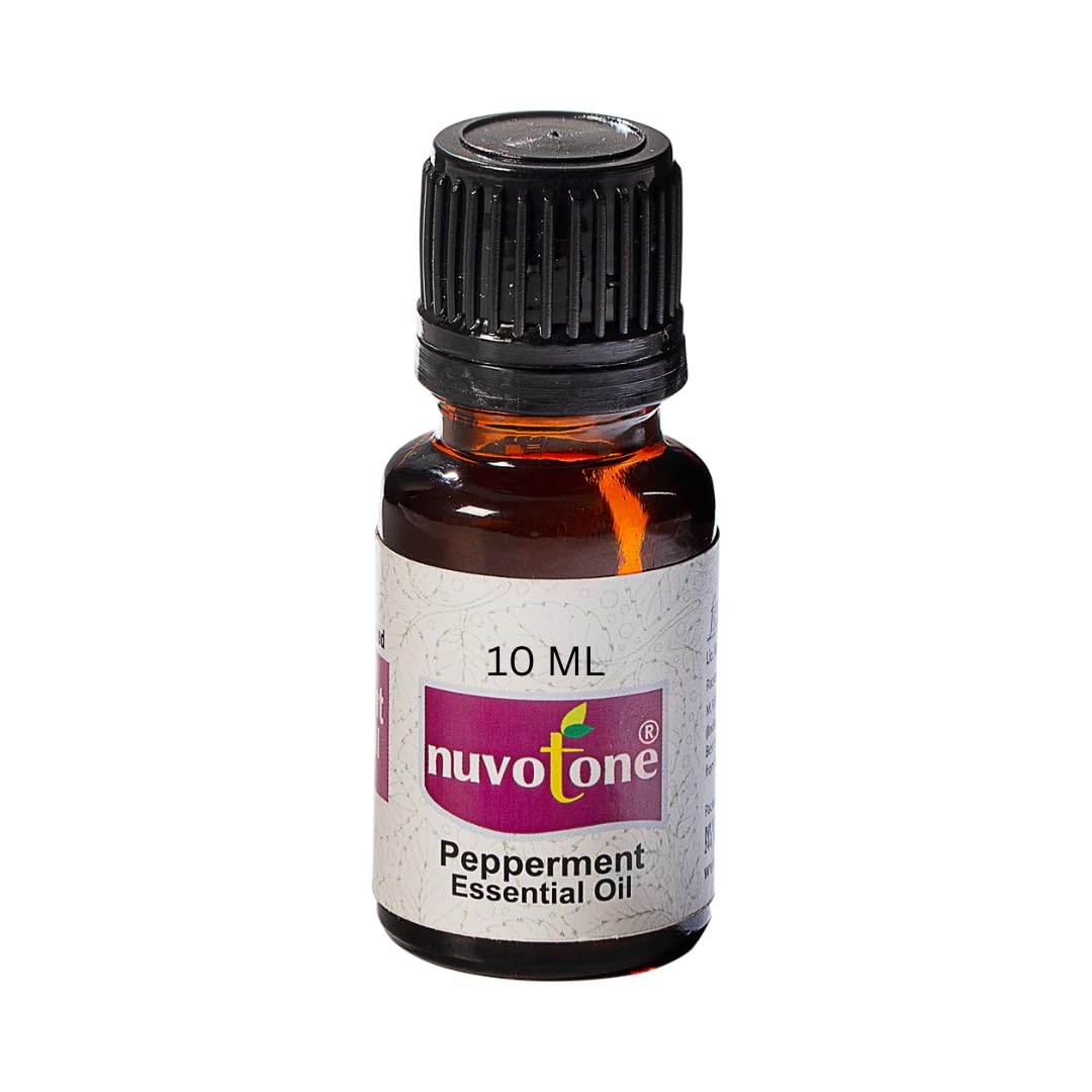 Nuvotone 100% Pure Peppermint Essential Oil for Skin, Hair & Scalp Care | Cooling & Refreshing Natural Organic Oil for Face & Body | Promotes Healthy Skin & Hair Growth | Perfect for Aromatherapy, Massage & DIY Beauty Products