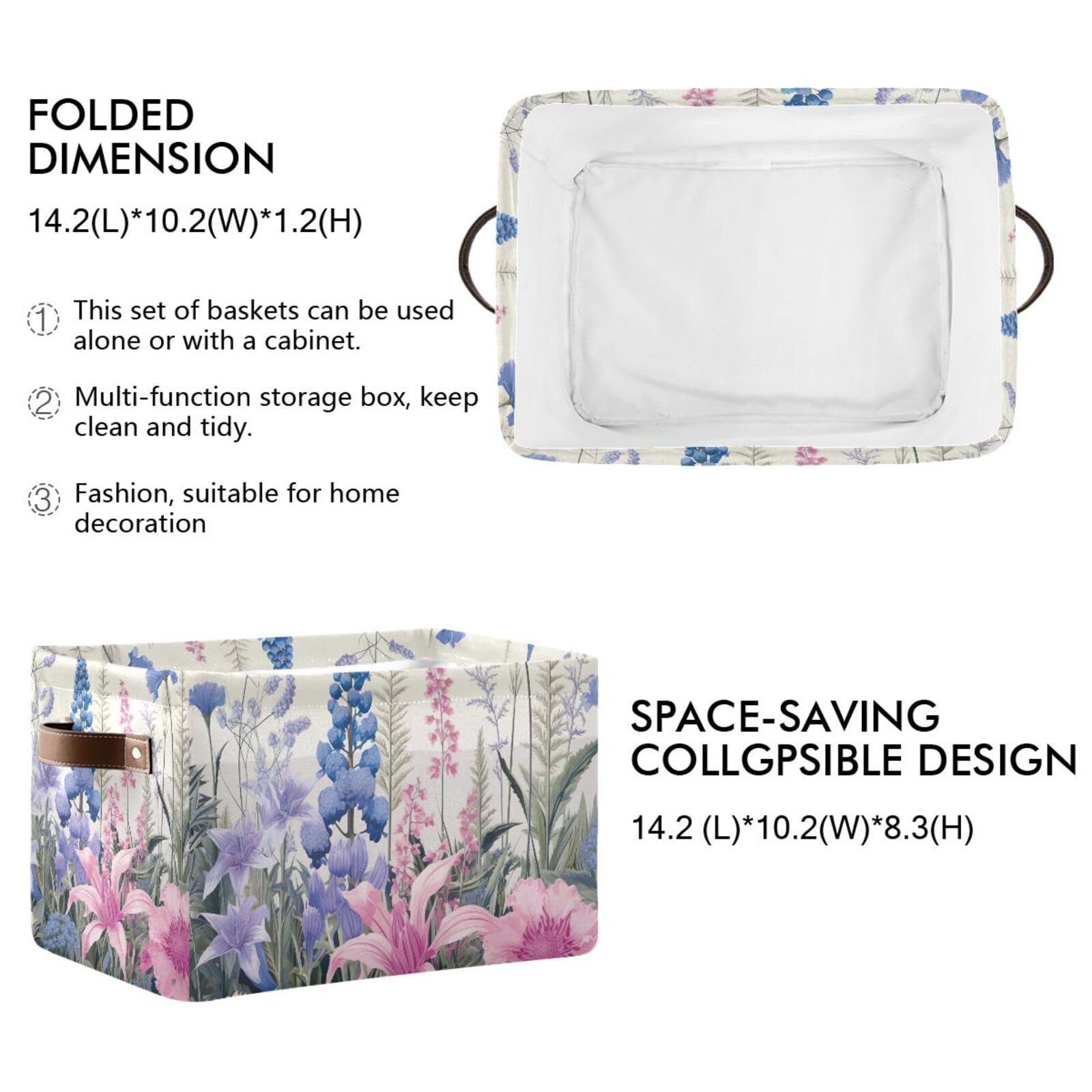 Foldable Canvas Storage Baskets with Handles - 2 Pack Waterproof Fabric Organizer Box for Clothes, Toys & Home Decor | Perfect for Closet, Office & Nursery Organization