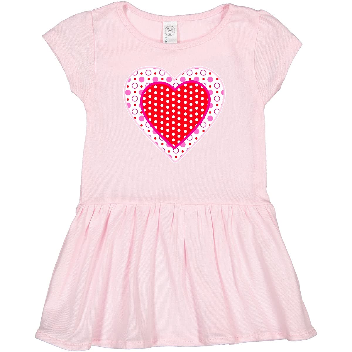 Inktastic Valentine Red Heart with Dots Toddler Dress - Cute Baby Girl Outfit for Valentine's Day, Birthday & Family Photos