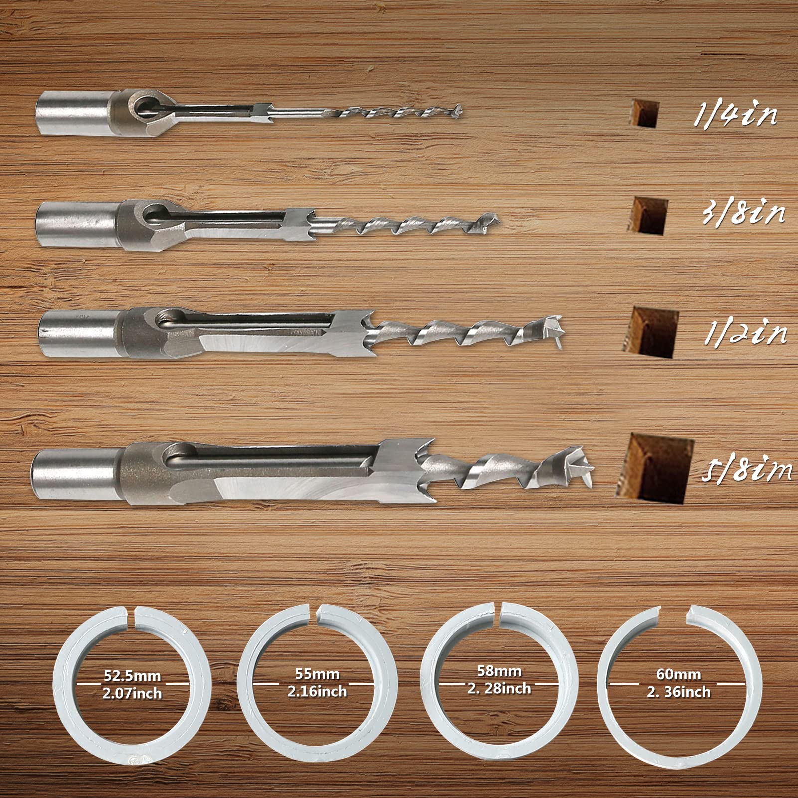 **Mortising Attachment for Drill Press - 4 Model Square Hole Chisel Set | Woodworking Mortise & Tenon Tools Kit | Perfect for Joinery, Cabinet Making & Furniture Repair**