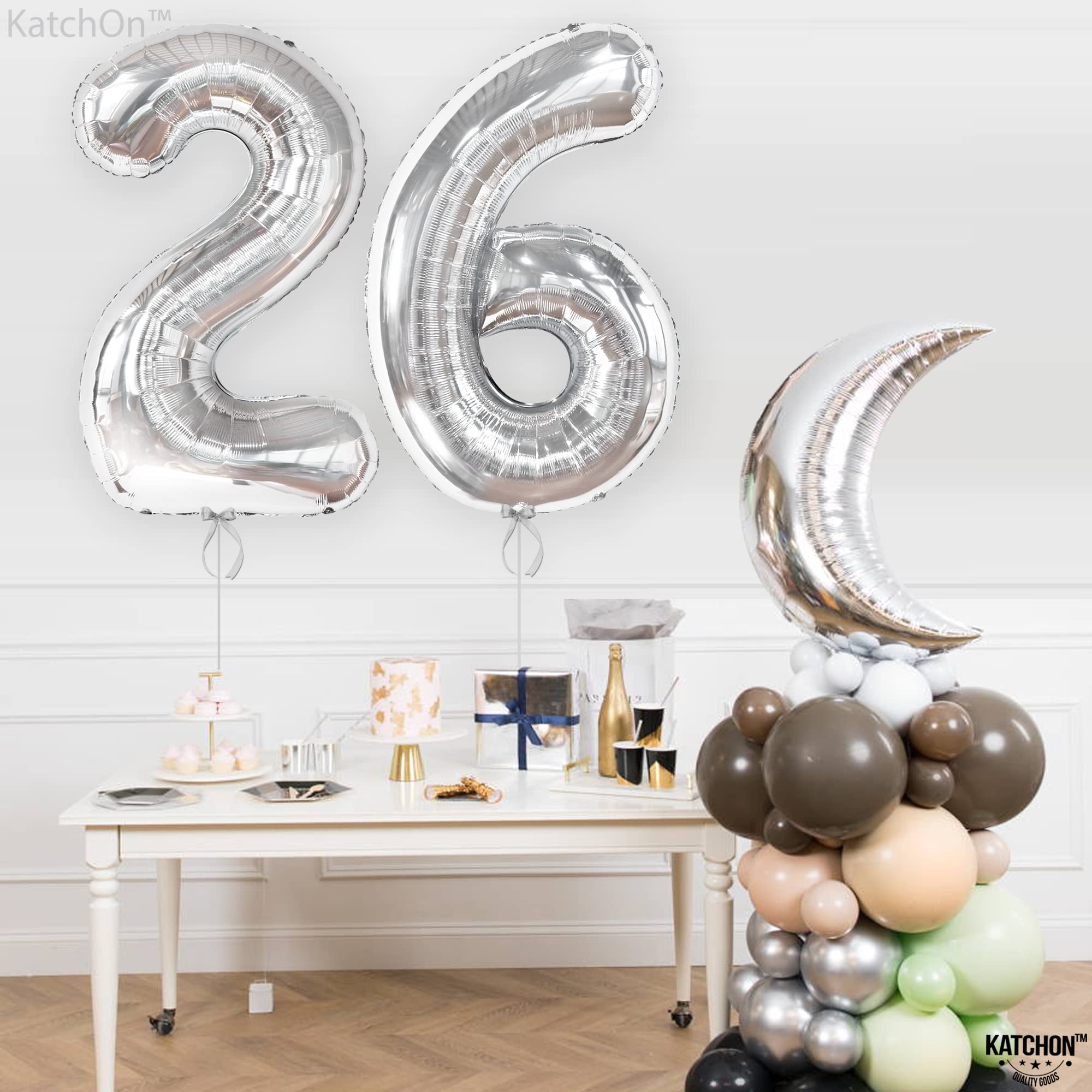 KatchOn Giant 26 Inch Silver Foil Balloon Number - 40