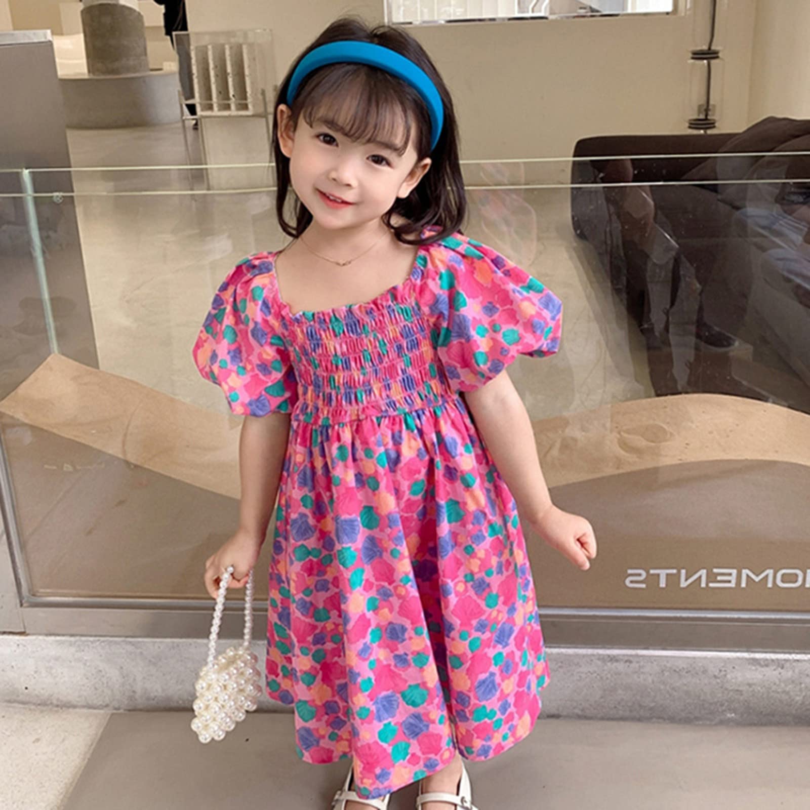 Bmisegm Girls Summer Dresses for Toddler & Baby - Puff Sleeve Princess Casual Outfits | Perfect for Birthday Parties, Playdates & Family Photos
