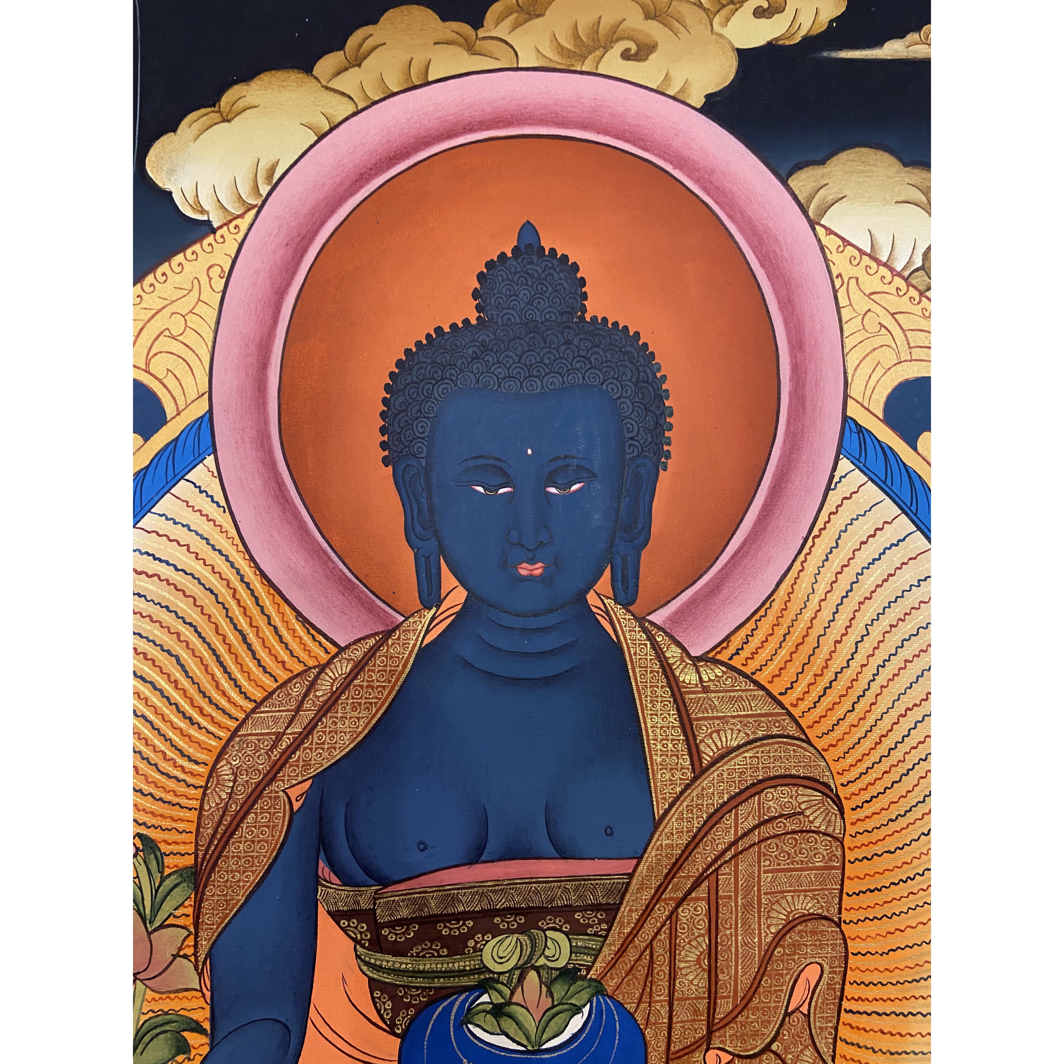 Authentic Medicine Buddha Thangka Painting - Handmade Tibetan Buddhist Art for Home Decoration & Meditation