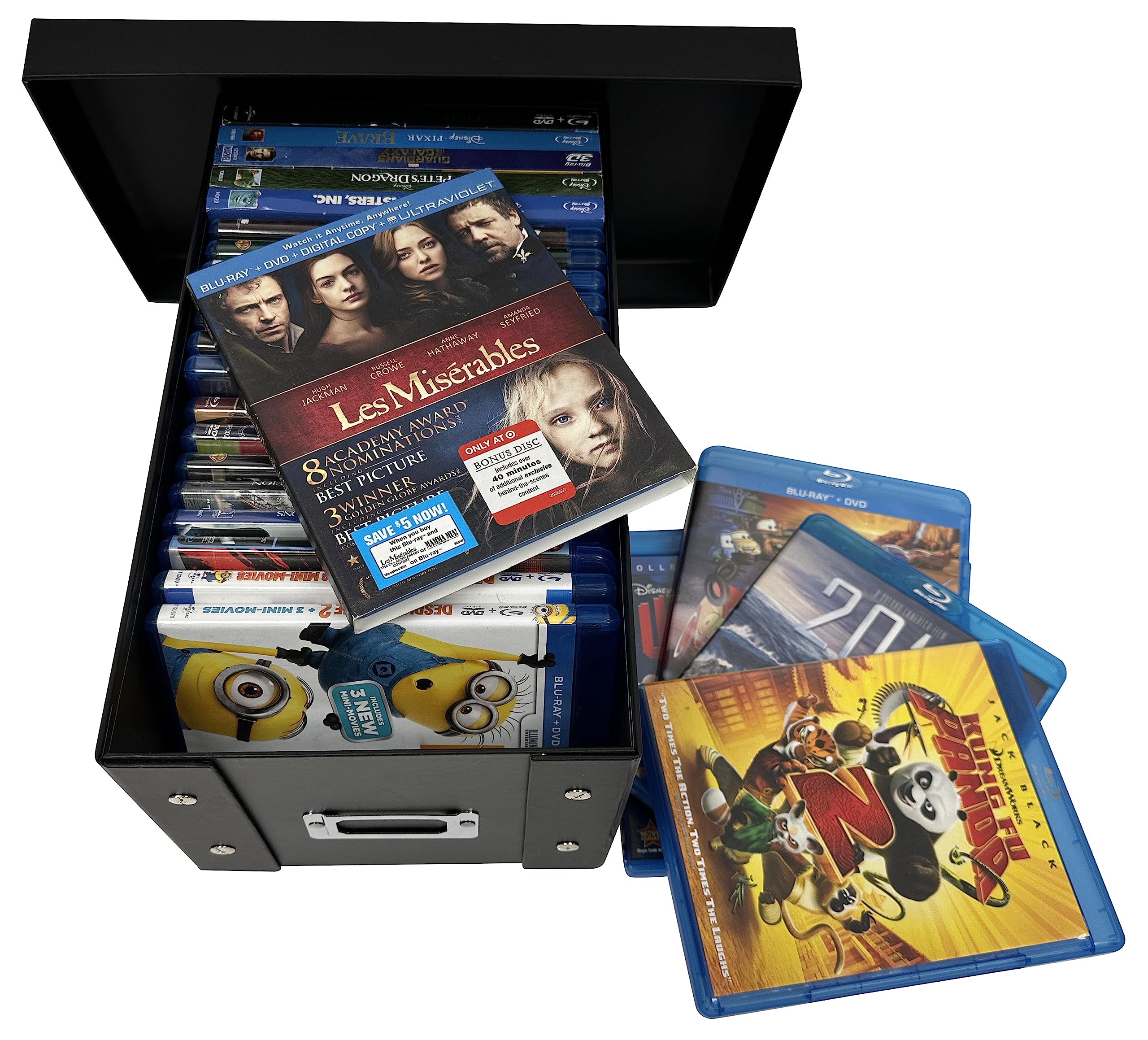 Black Blu-ray DVD Cases Storage Box with Lids - 12.25 x 6.75 x 5.5 Inch Disc Holder Organizer for Movies & Video Games (Holds 25 Cases, Pack of 10) - Perfect for Home Theater, Media Collection & Gaming Console Storage