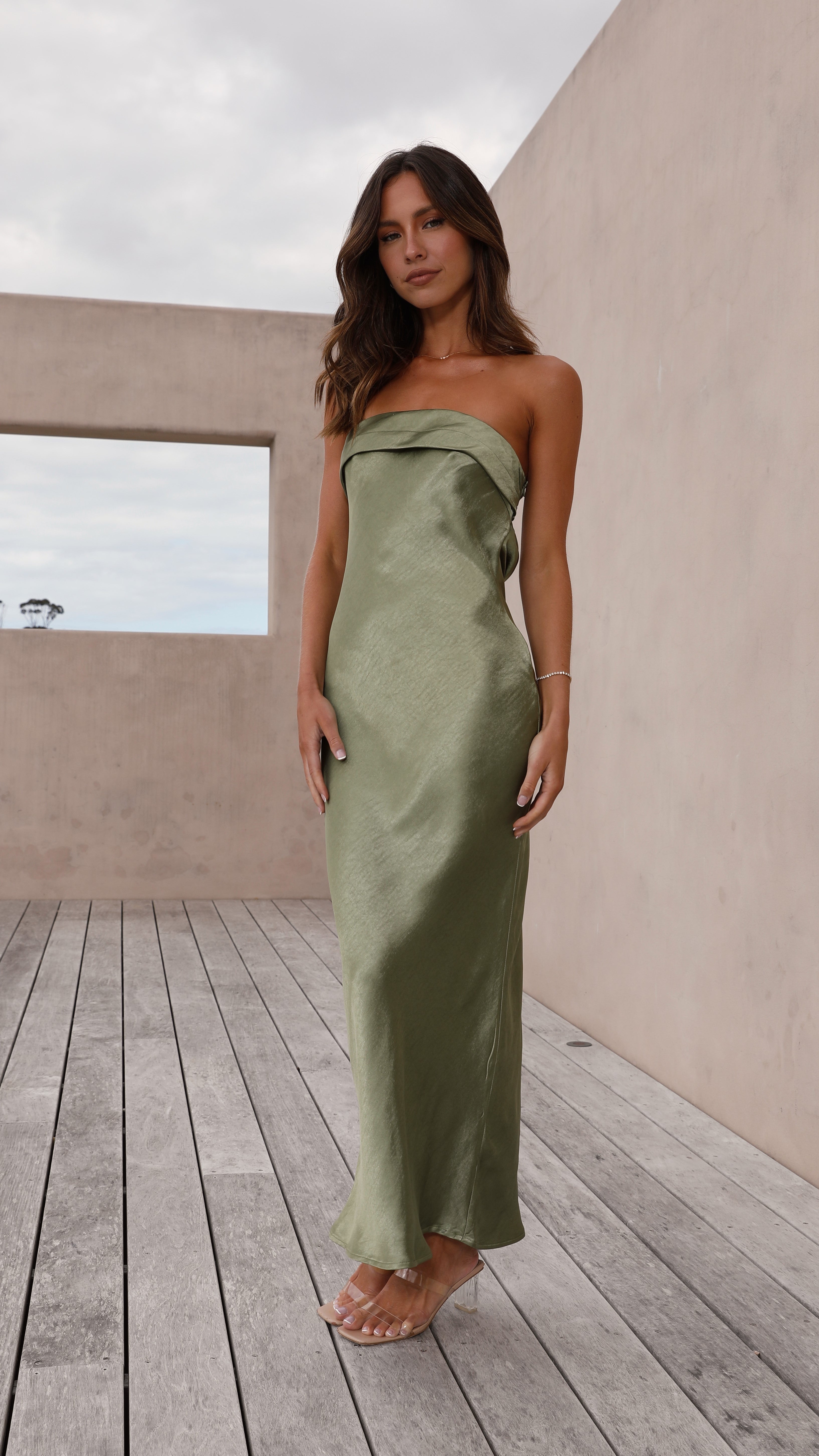 Gisele Maxi Dress for Women - Olive Green Long Flowy Summer Dress - Perfect for Beach, Vacation & Casual Outings