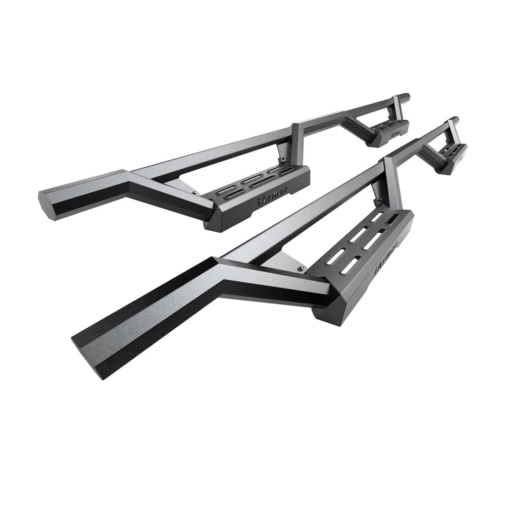 HD Ridez SS Drop Steps Armor Compatible with Chevy Silverado & GMC Sierra 1500 2019-2025 Crew Cab | 2500HD/3500HD 2020-2025 | Silverado 1500 LTD/Sierra 1500 LD 2022 | Heavy Duty Running Boards for Off-Road & Truck Protection