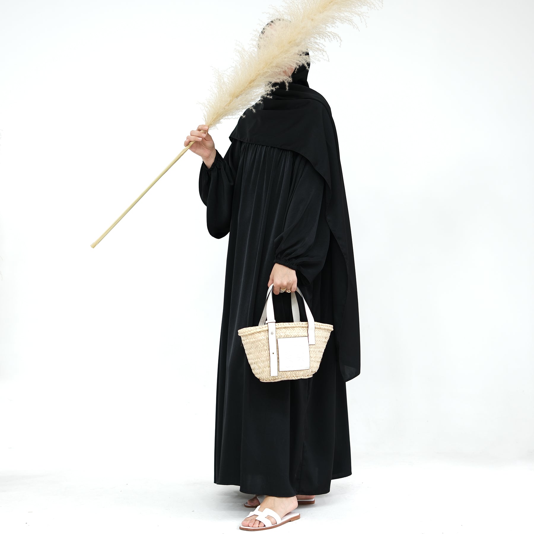 Amelia Satin Abaya Set - Elegant Black Muslim Prayer Dress for Women | Perfect for Eid, Ramadan & Special Occasions
