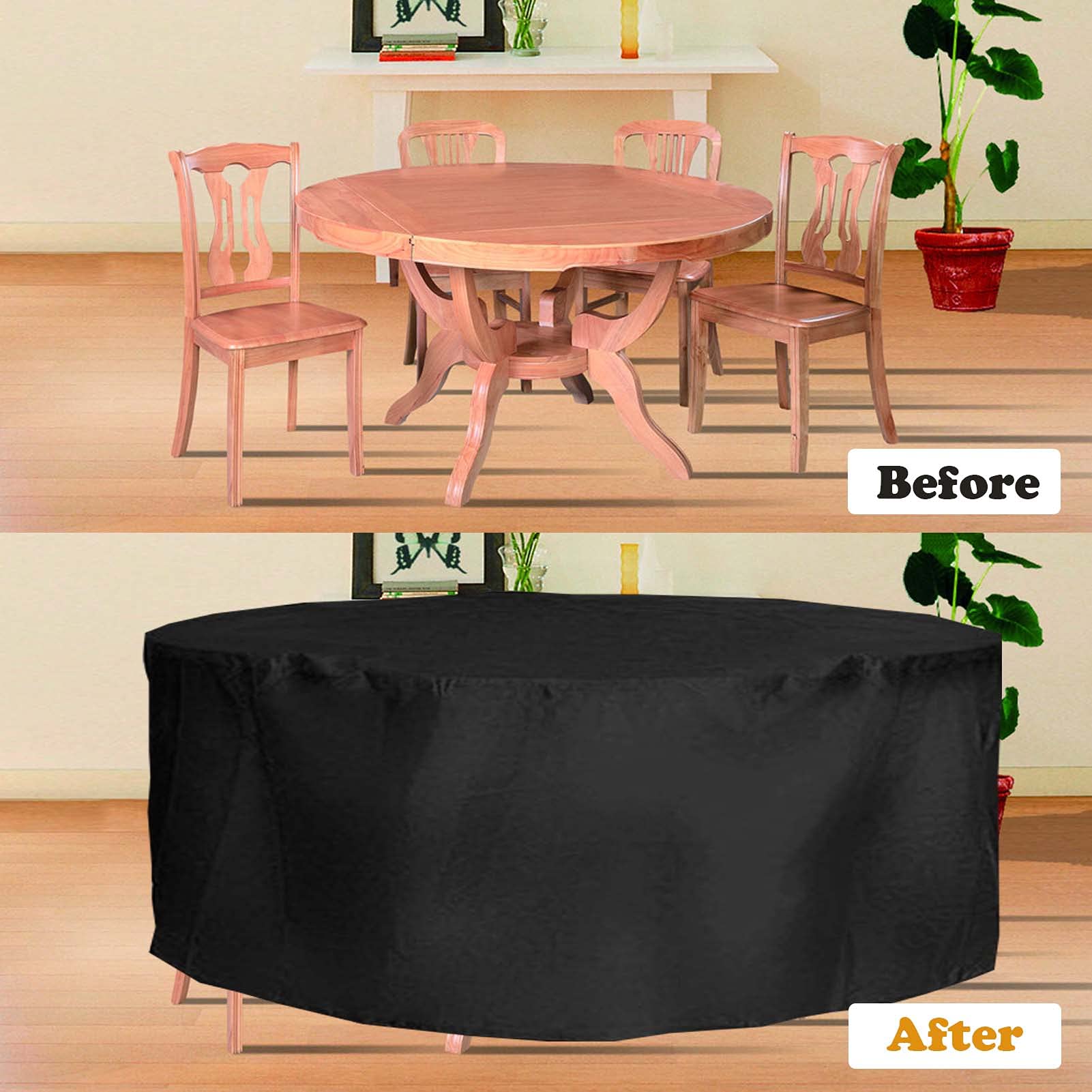 53x31 Inch Heavy Duty Waterproof Round Patio Furniture Cover - 420D UV Resistant Fabric for Outdoor Dining Table & Chairs Set - Perfect for Backyard, Garden, and Poolside Protection