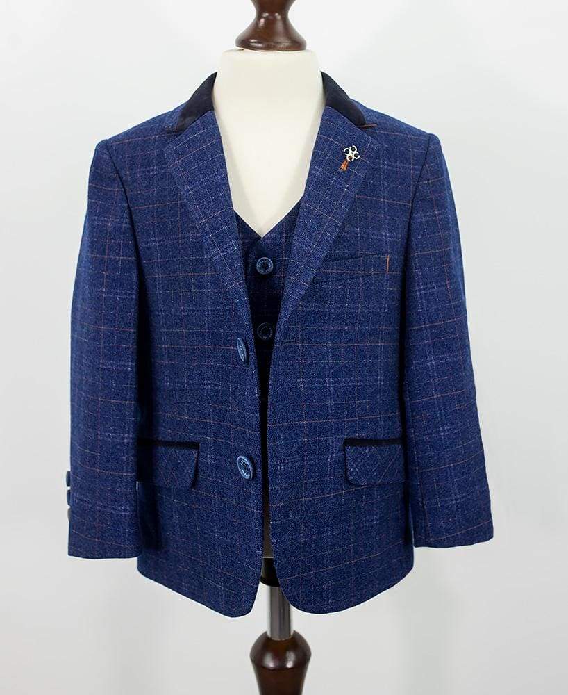 Cavani Kaiser Boys 3-Piece Blue Slim Fit Suit for Formal Events, Weddings & Special Occasions