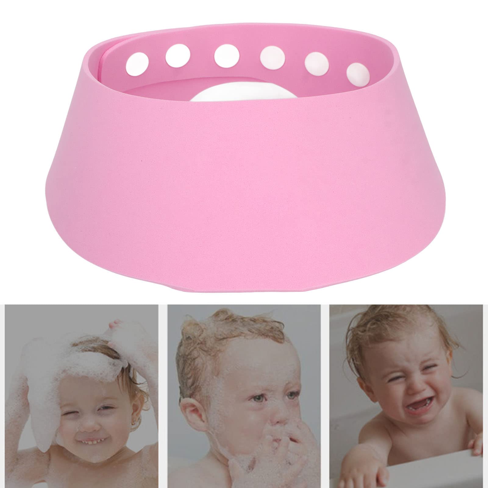 EXCLUZO Adjustable Baby Bathing Shield for Kids - Soft Wash Hair Protector for Shower & Bath Time, Waterproof & Comfortable (Pink) | Perfect for Toddler Hair Washing, Baby Bath Accessories & Sensitive Skin Care
