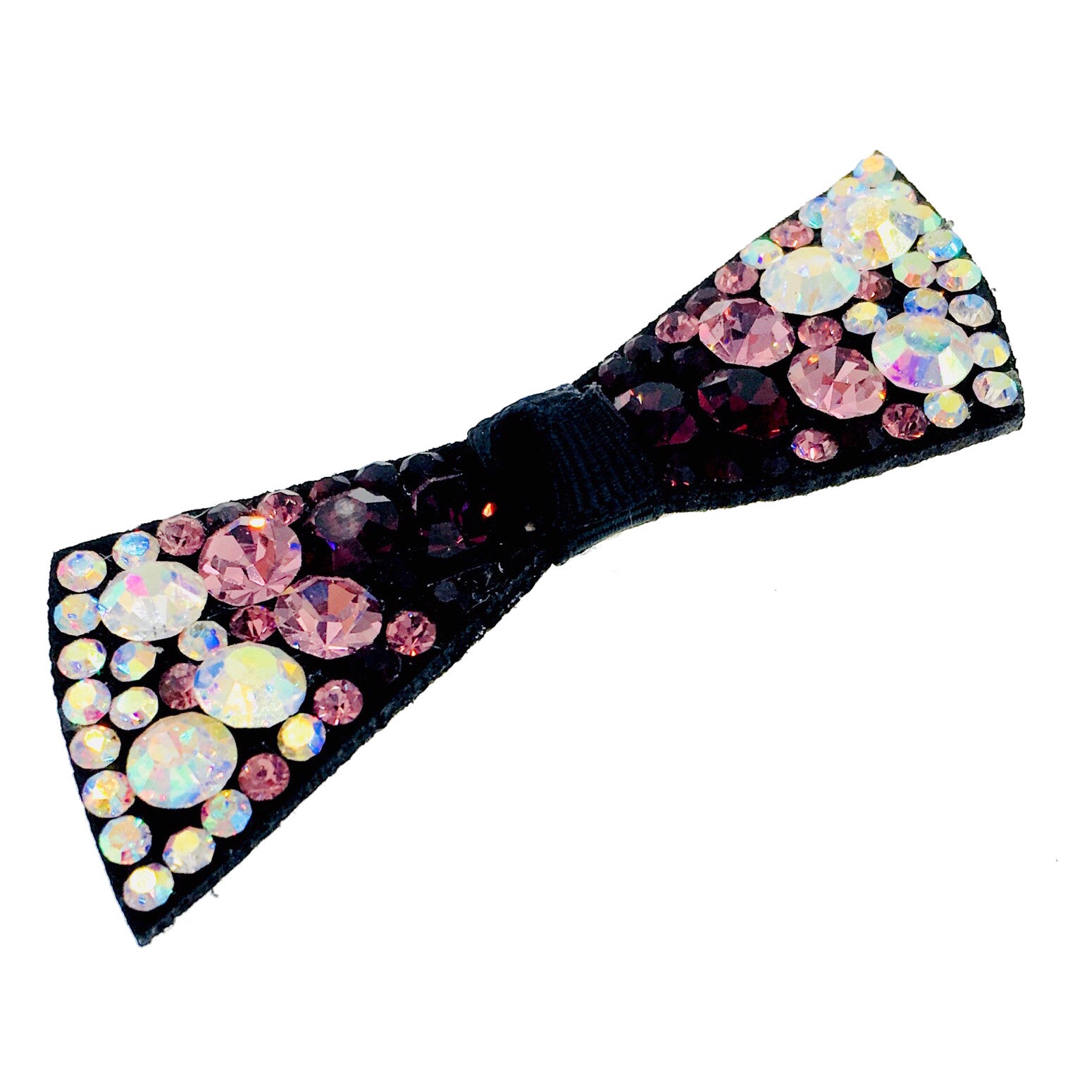 Elegant Swarovski Crystal Bow Knot Hair Clip - Acrylic Black Base with AB Pink Magenta Finish | Perfect for Weddings, Parties & Everyday Glamour