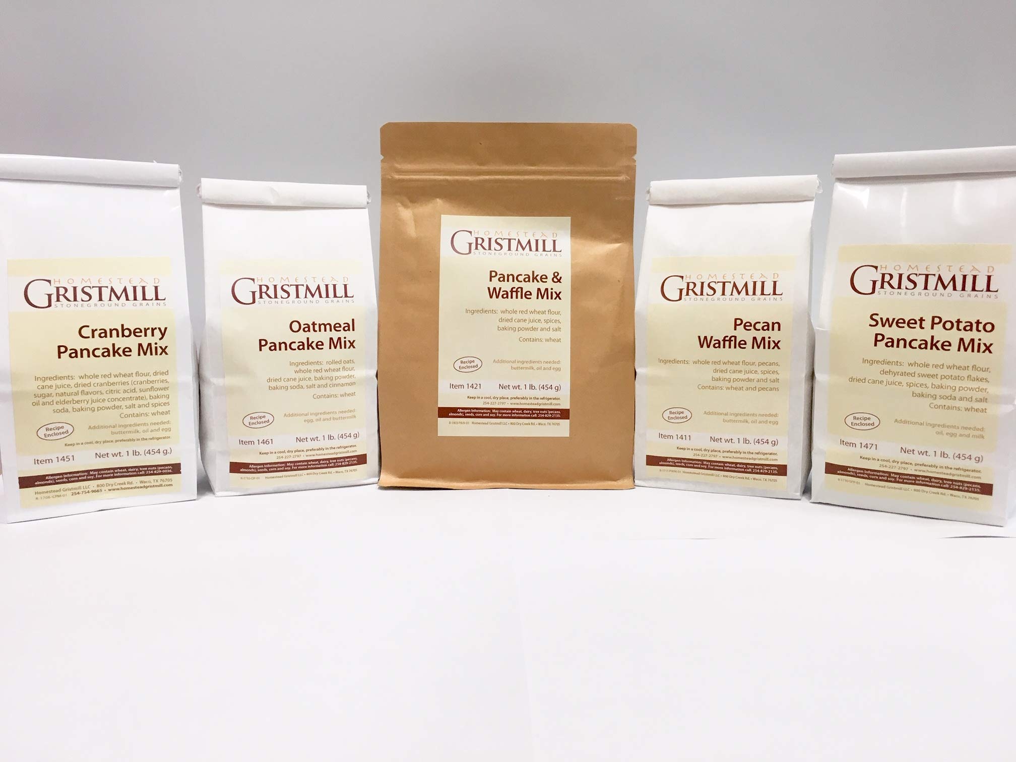 Homestead Gritmill Organic Pancake & Waffle Mix - Non-GMO, Chemical-Free, All-Natural 5-Pack Variety | Perfect for Breakfast, Brunch & Family Gatherings