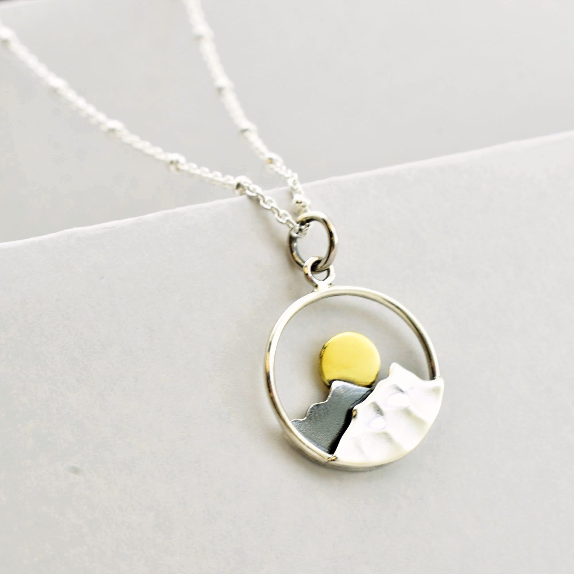 40th Birthday Necklace for Women - 925 Sterling Silver Sun Mountain Charm with 18