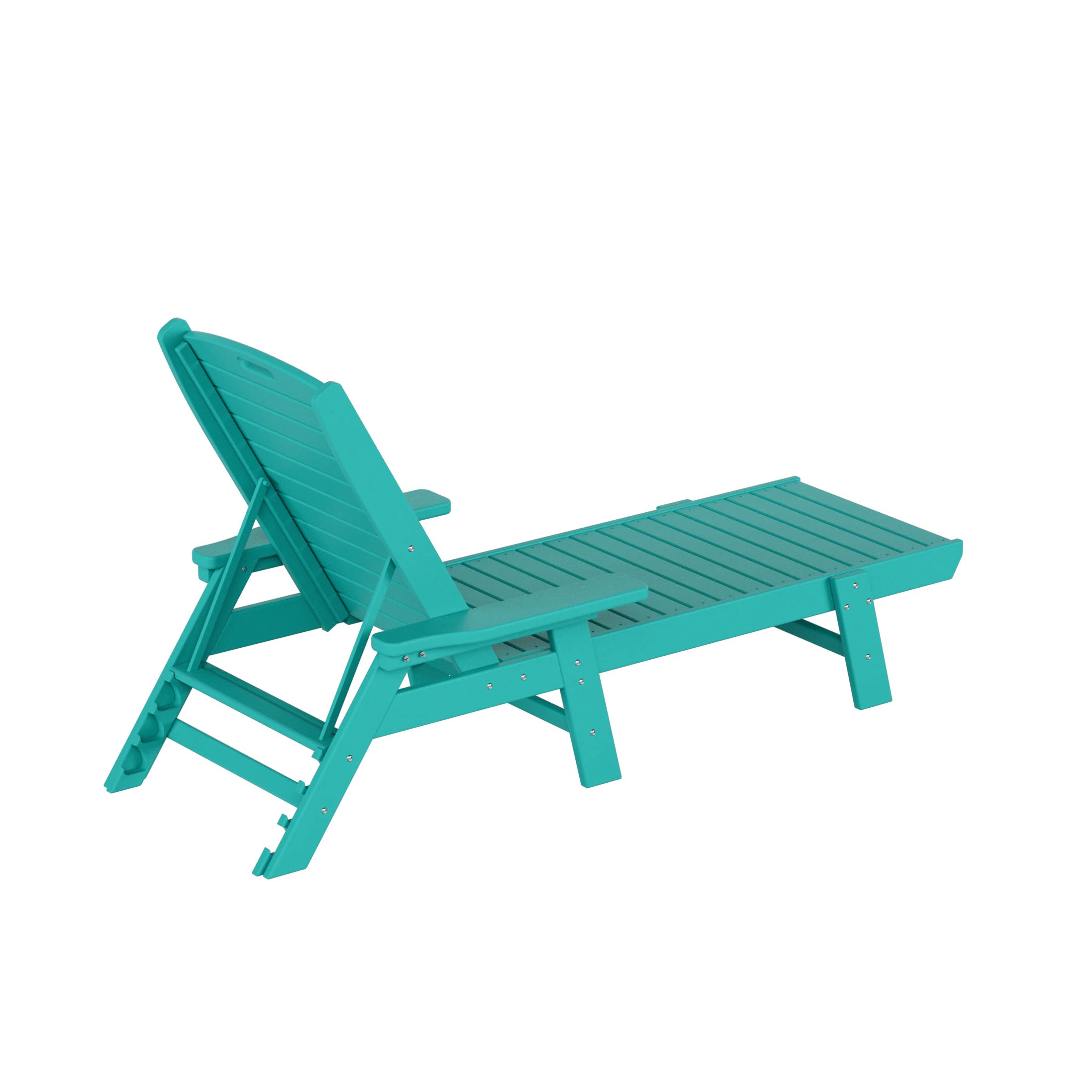 **WO Home Furniture HDPE Adirondack Reclining Chaise Lounge – Durable Poly Lumber Outdoor Chair with Armrests – UV & Weather Resistant for Patio, Backyard, Beach, Poolside, Porch – Perfect for Relaxing in Turquoise**