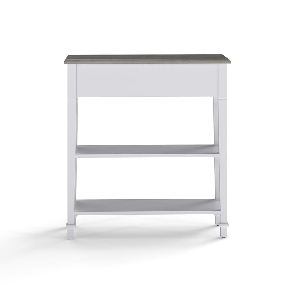 30 Inch Narrow Console Table with Drawer & Bottom Shelf - Entryway, Living Room, Hallway Furniture - Perfect for Small Spaces & Home Decor (White)