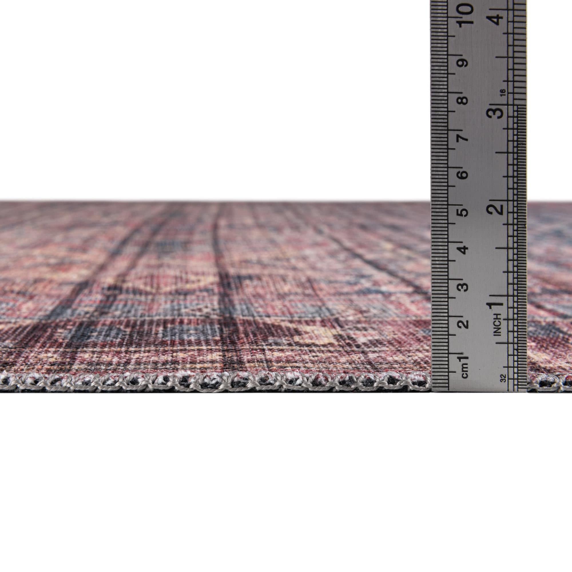 Washable 5' x 8' Oval Rust Red Low-Pile Rug - Maahru Collection by Rugs.com | Soft & Durable for Living Rooms, Dining Areas & Open Spaces | Easy to Clean Home Decor for High Traffic Areas