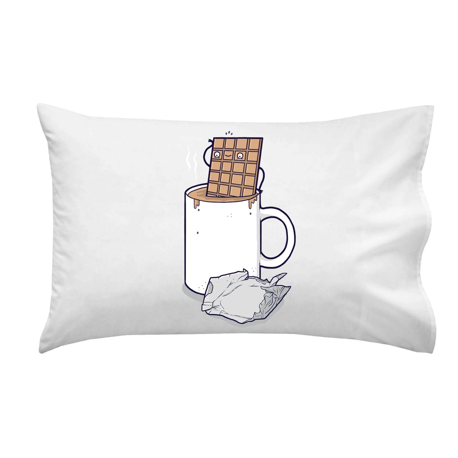 Hot Chocolate Candy Bar Bath Humor Funny Novelty Pillowcase - Single Standard Size 20x26 Inch - Perfect for Spa Gifts, Bathroom Decor & Relaxation
