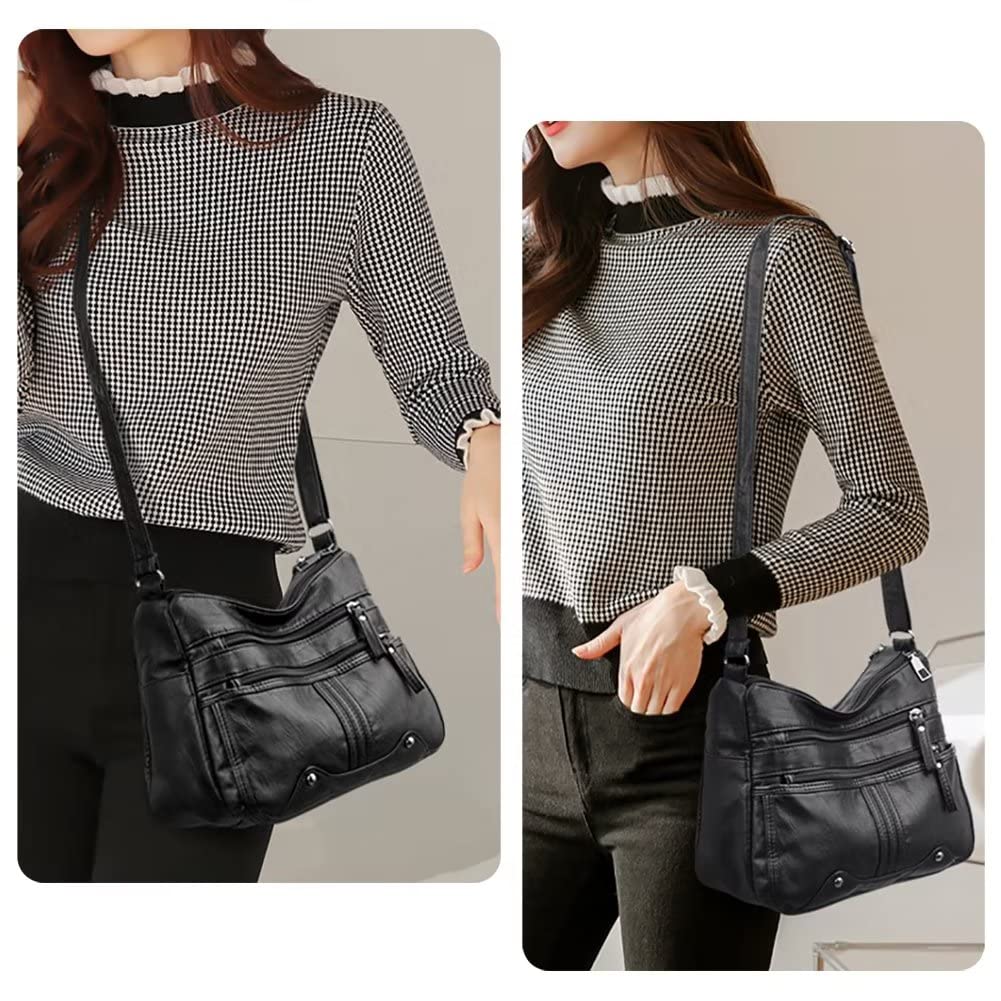 Mudono Women's Soft PU Leather Crossbody Shoulder Bag - Multi-Pocket Travel Purse, Casual Satchel for Everyday Use, Work & Travel