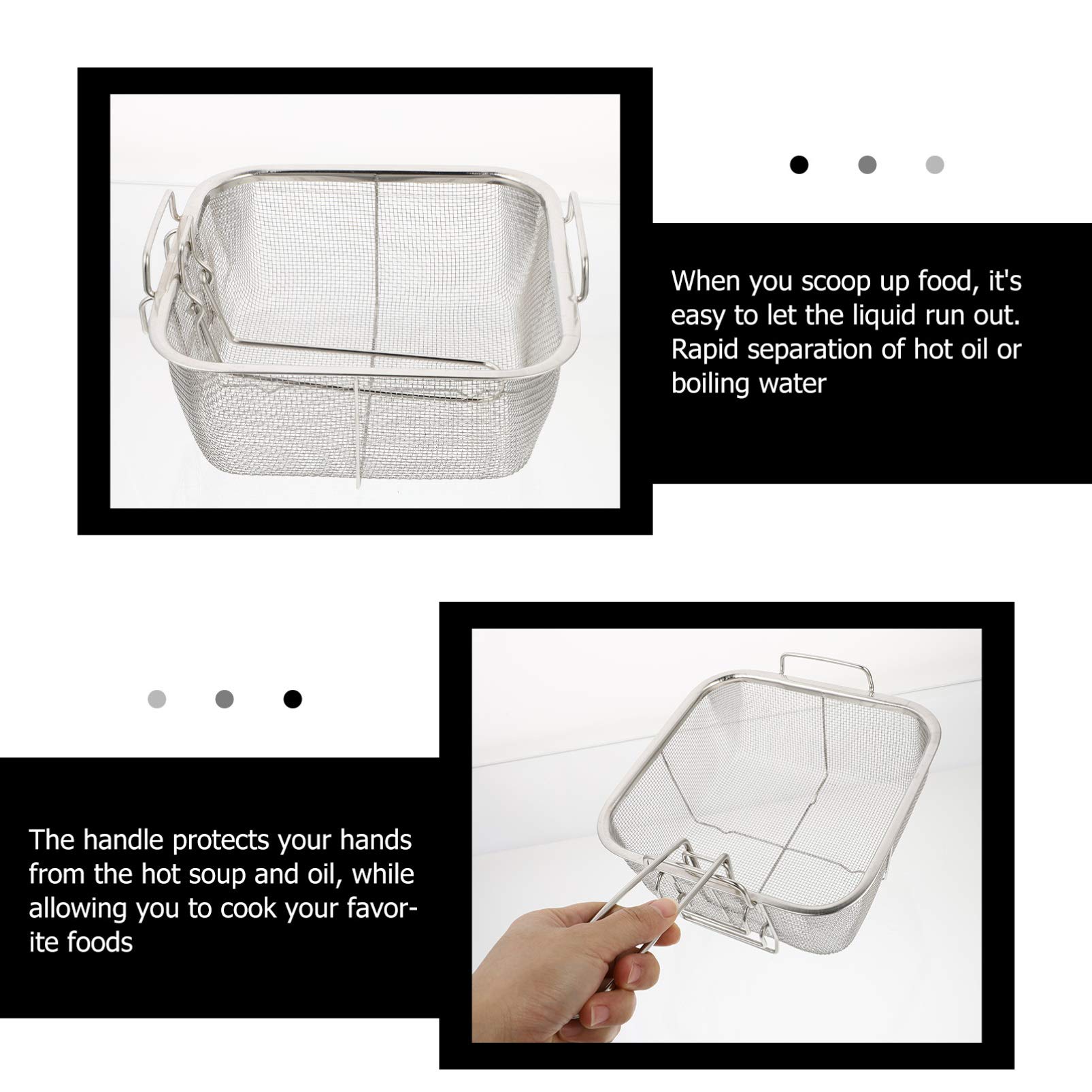 DOITOOL Stainless Steel Deep Fry Basket - Round Wire Mesh French Fry Basket with Folding Handle for Kitchen, Perfect for Frying Chips, Chicken Wings, and Donuts - Ideal for Home Cooking and Restaurant Use