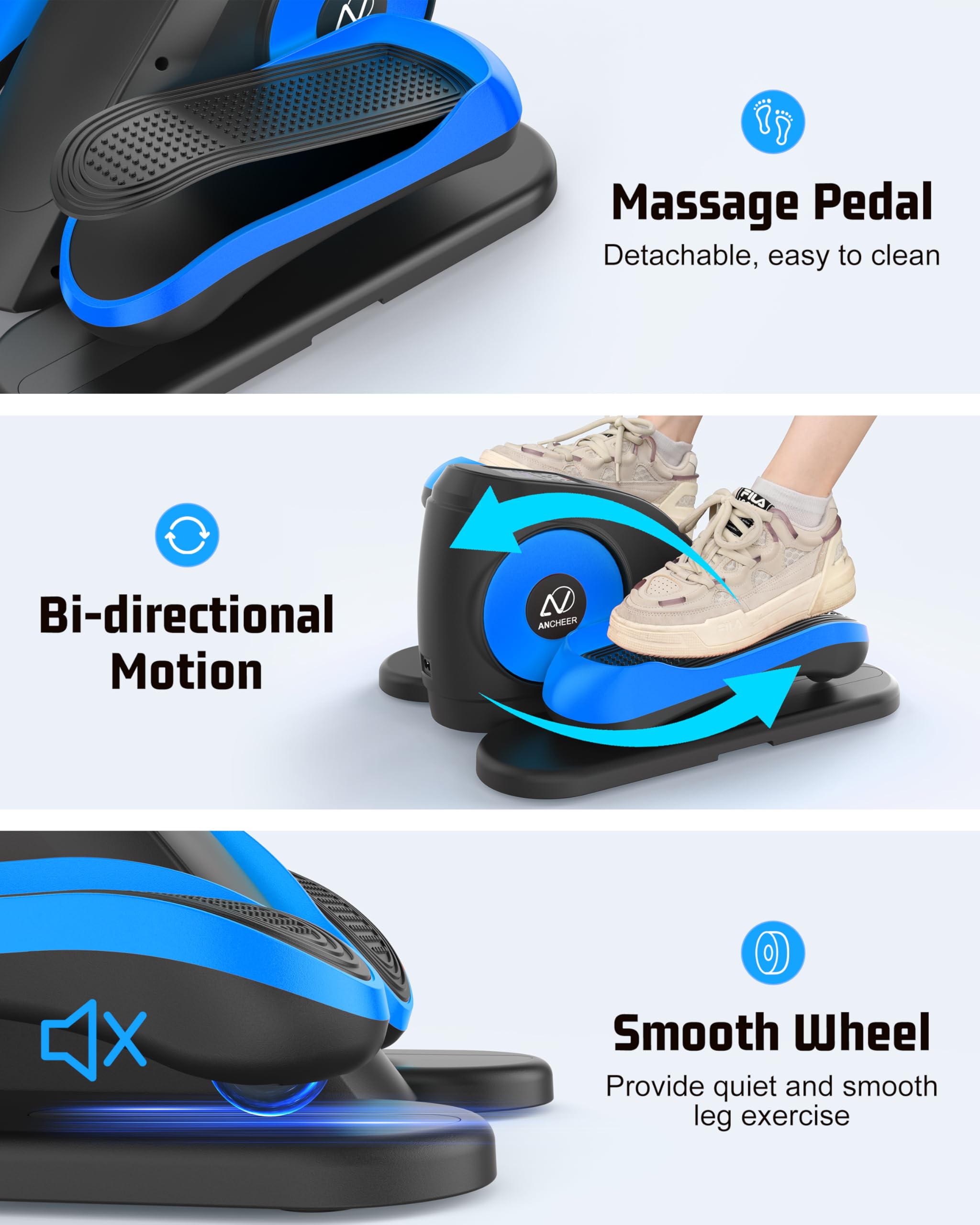 ANCHEER Under Desk Elliptical Machine - Quiet Electric Pedal Exerciser with Remote Control for Seniors | Manual & Auto Modes | Compact Leg Exercise Equipment for Home, Office & Physical Therapy Use