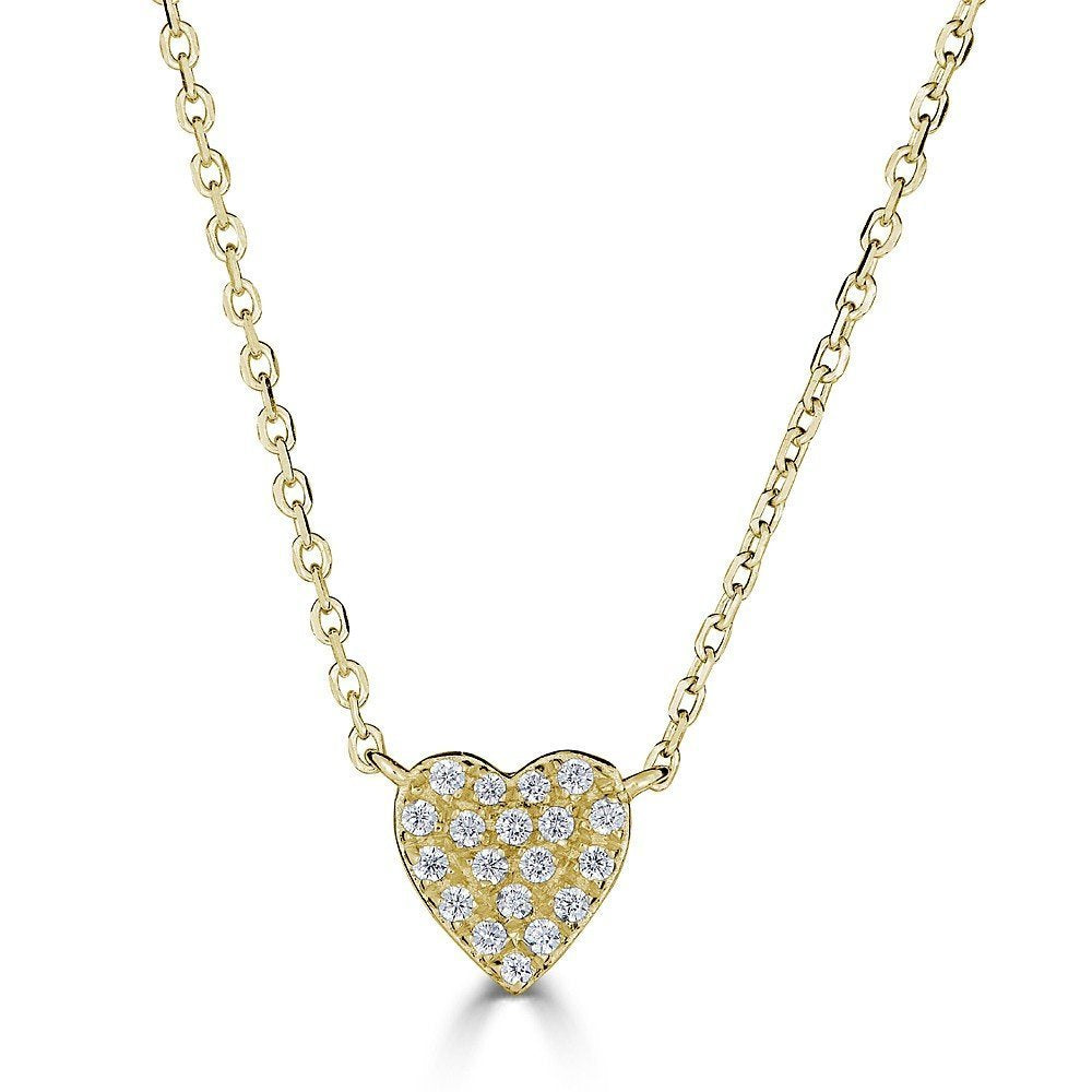 14K Gold Diamond Heart Necklace for Women - 0.08 CTW Pave Setting Dainty Jewelry - Perfect for Valentine's Day, Anniversary & Romantic Gifts