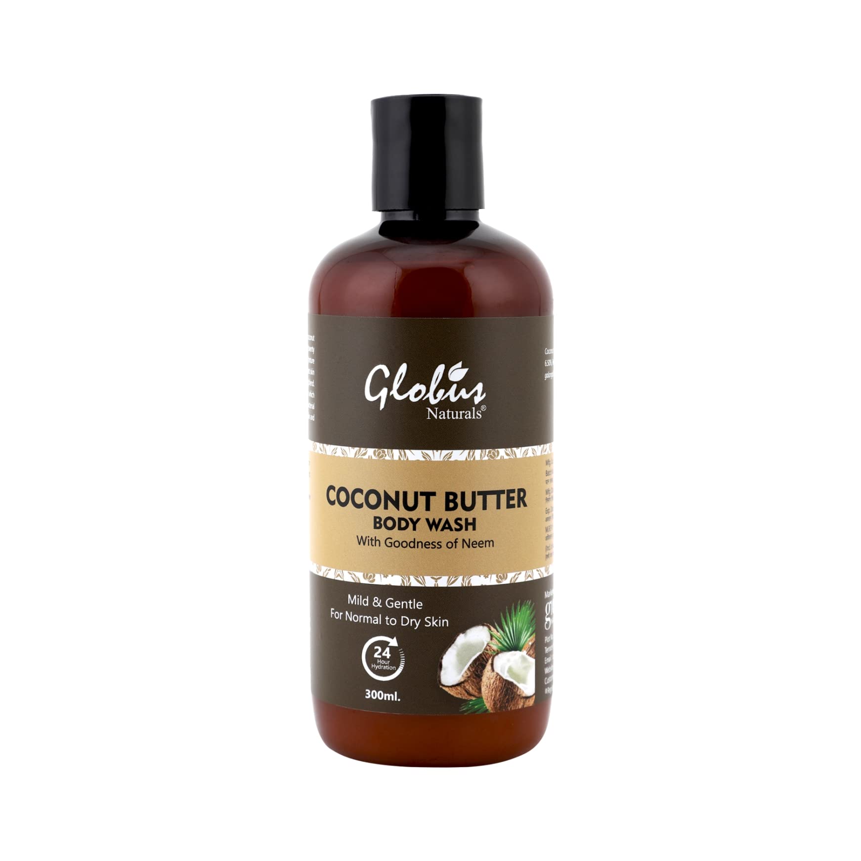 Globus Naturals Nourishing Coconut Butter Body Wash - 10.1 fl oz (300ml) for Soft & Hydrated Skin | Perfect for Dry Skin Care & Daily Shower Routine