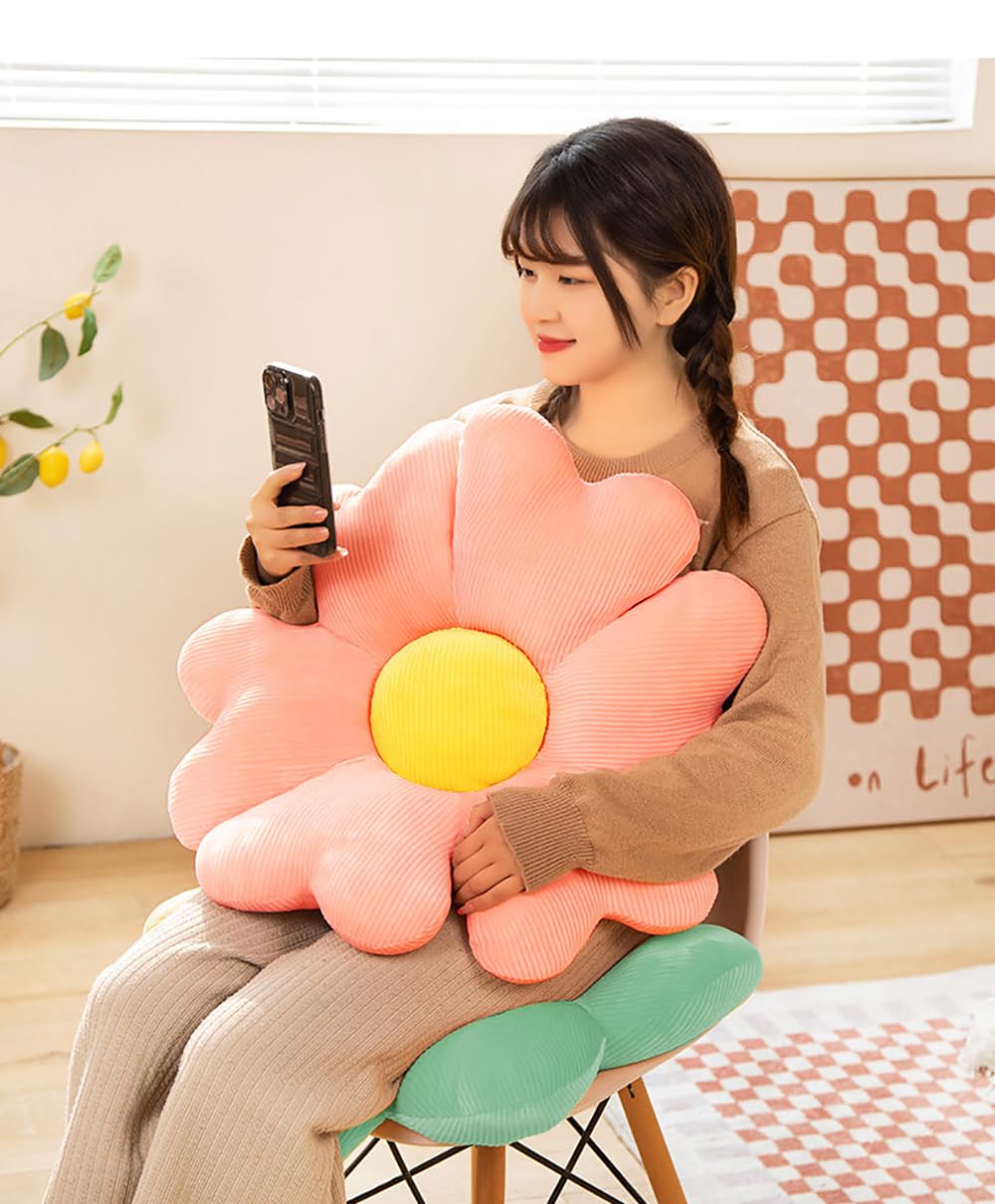 Menoeceus Floral Shaped Throw Pillow - Decorative Flower Cushion for Bedroom, Sofa & Chair - Soft Pink Heart Pillow (13.7 Inch) - Perfect for Home Decor, Living Room Accent & Cozy Floor Seating