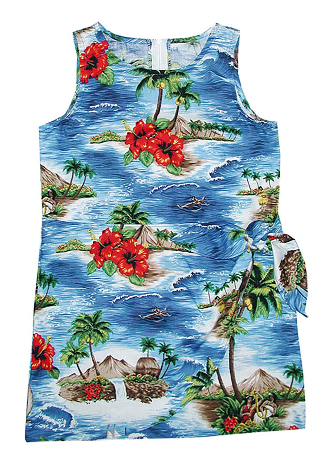 RJC Girls' Red Hibiscus Island Sarong Dress - Tropical Beach Cover Up, Poolside Wrap, Summer Vacation Outfit for Women & Teens