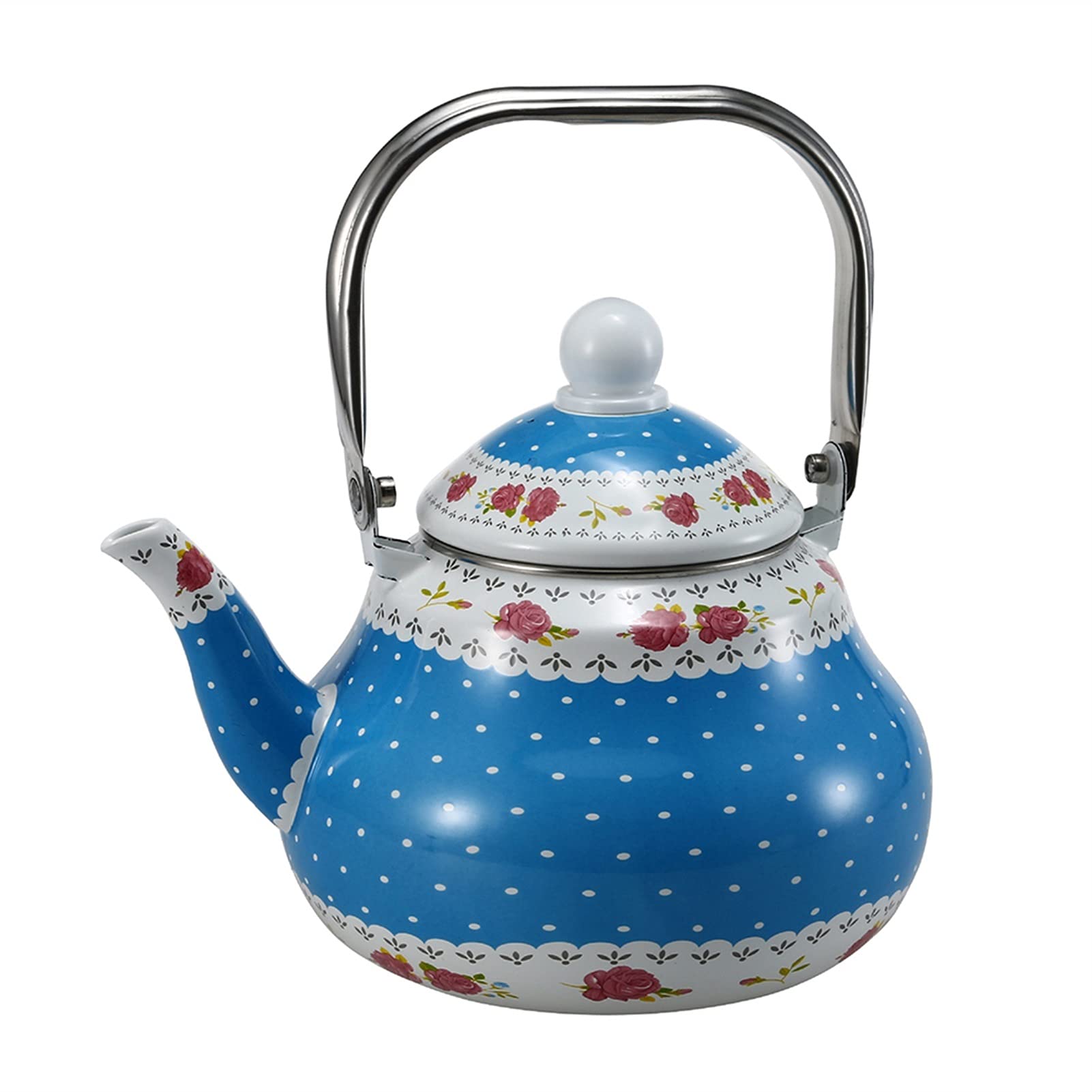 Premium Porcelain Tea Kettle with Enamel Finish - 2L Stainless Steel Pear-Shaped Teapot for Boiling Water - Elegant Blue Cold-Resistant Teakettle for Home, Office & Tea Ceremonies