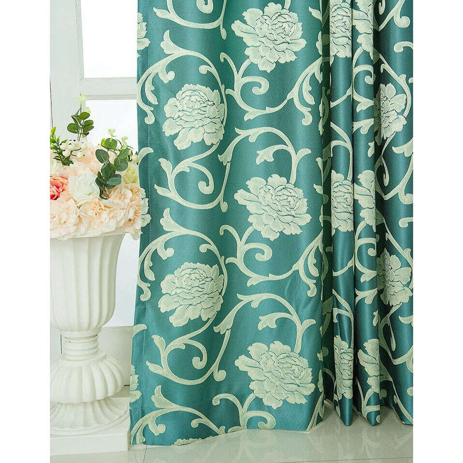 Luxury Jacquard Curtains for Living Room - Rémy Royal Blue Elegant Window Drapes, Blackout Curtain Panels for Bedroom & Home Decor (Set of 2) - Perfect for Modern Interior Design & Light Control