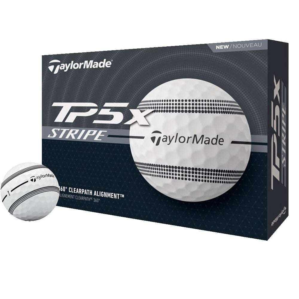 TaylorMade 2024 TP5x Stripe White Golf Balls - Premium Tour Performance Golf Balls (1 Dozen/12 Balls) - Perfect for Tournament Play & Low Handicap Golfers
