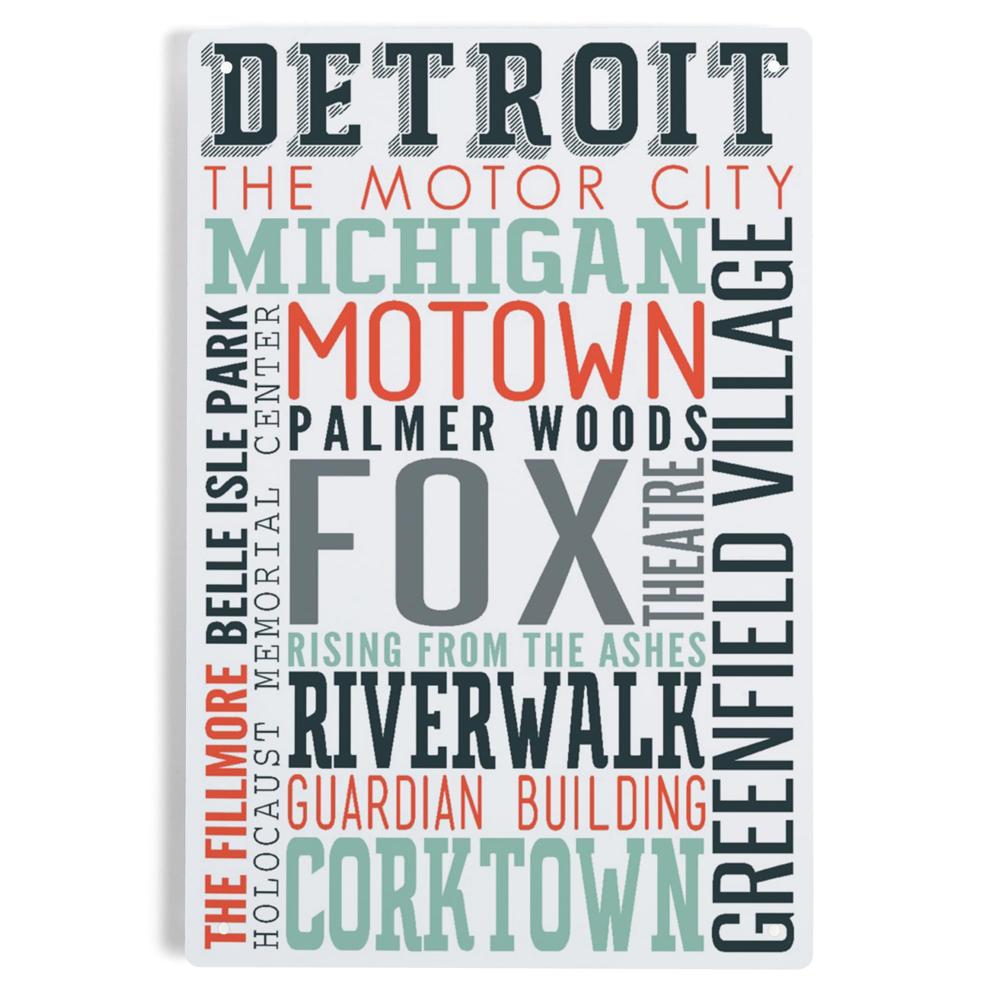 Lantern Press 6x9 Inch Vintage Metal Wall Sign - Detroit Michigan Typography Art - Perfect for Home Bar, Man Cave & Office Decor