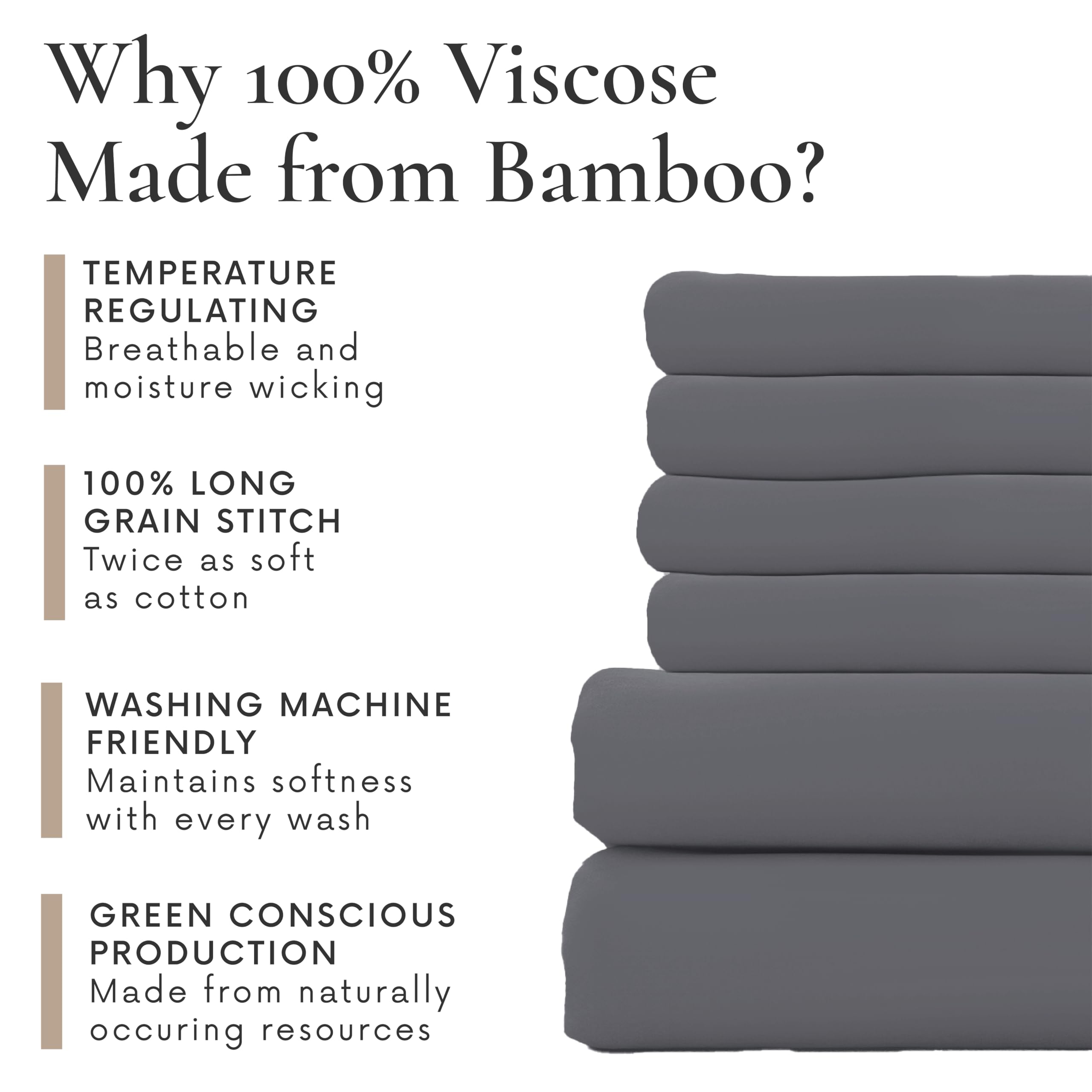 Bamboo Bay 6-Piece Queen Size Sheet Set - 100% Bamboo Viscose, Ultra Soft & Breathable Cooling Bed Sheets for Hot Sleepers - Deep Pocket Fits 16