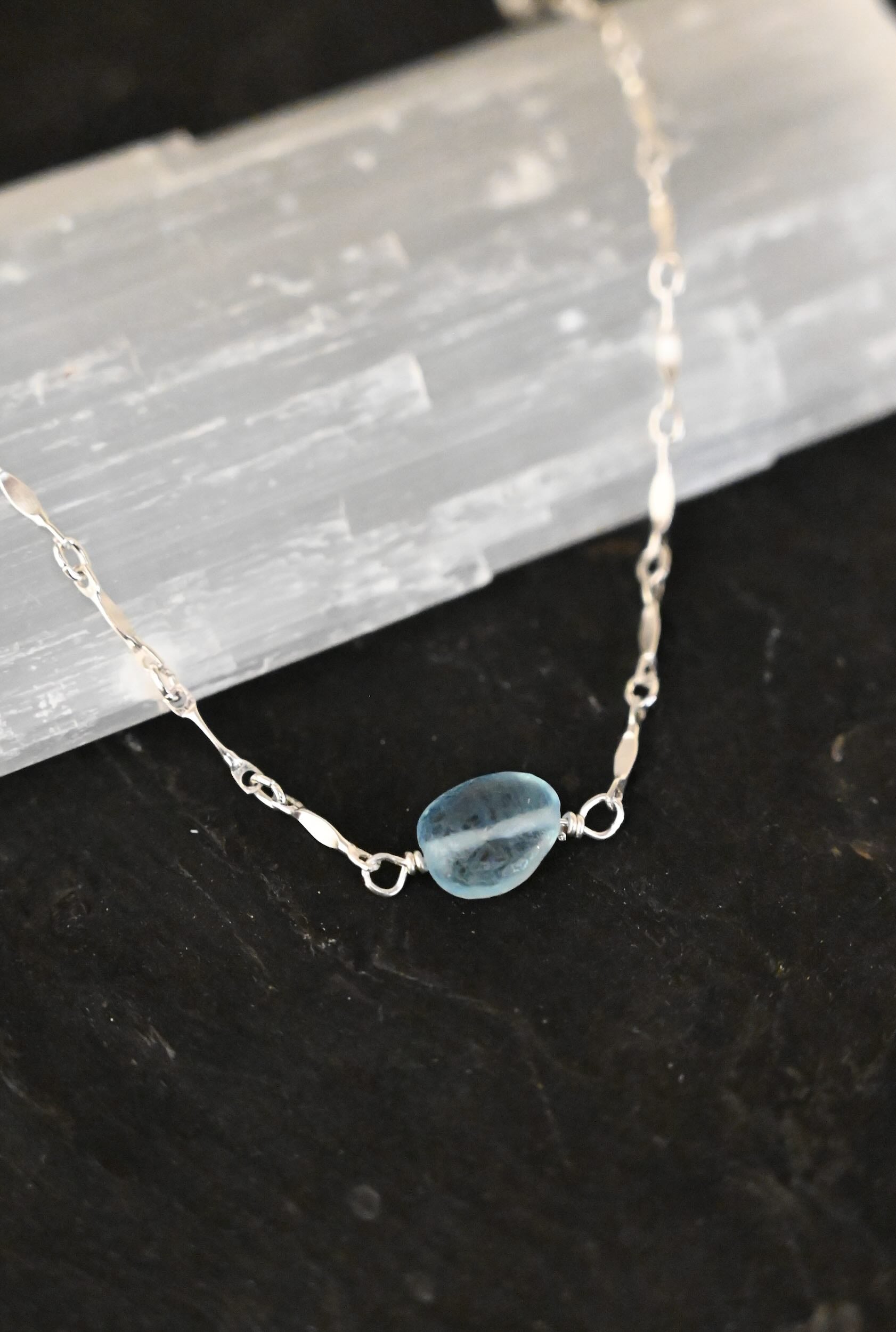 Be Open And Flow Aquamarine Earring And Necklace Set - Sterling Silver Gemstone Jewelry for Women, Perfect for Weddings, Parties & Everyday Wear