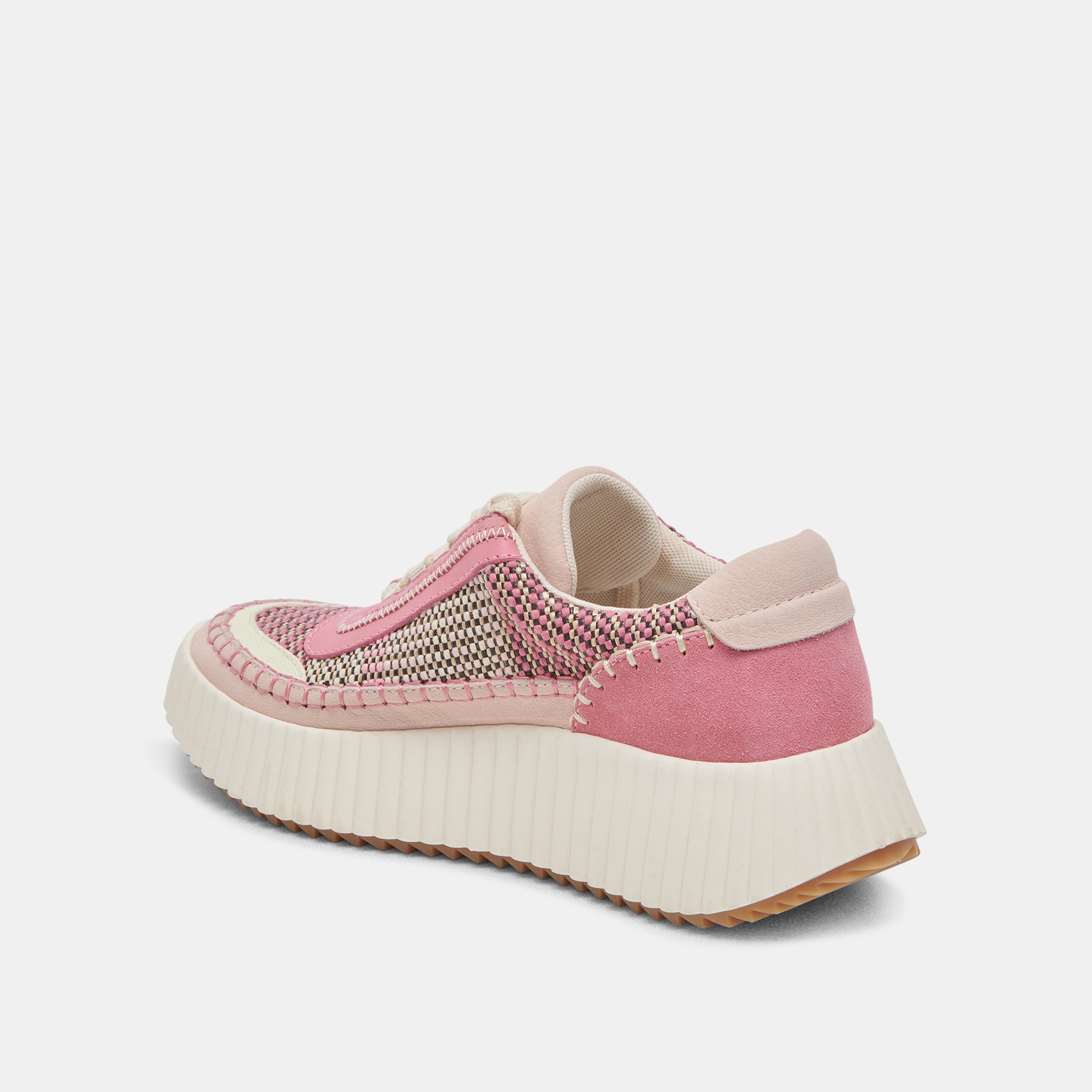 DOLEN Women's Sneakers - Pink Multi Woven Fabric Casual Shoes for Walking, Running & Gym Workouts | Comfortable Athletic Shoes for Women | Perfect for Daily Wear, Jogging & Fitness Training