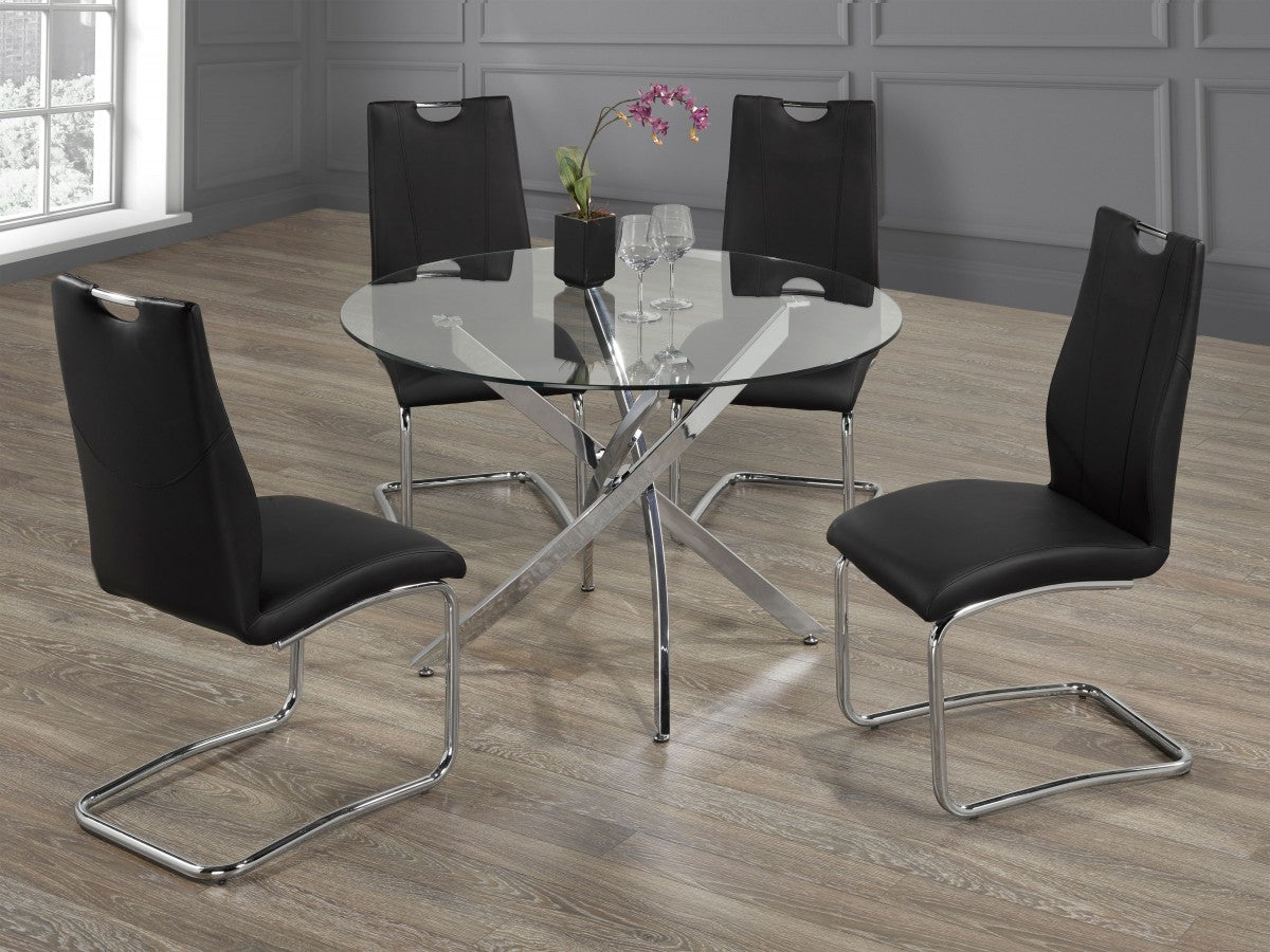 5 Piece Dining Set - Modern Black Kitchen Table & Chairs Set for Small Space, Perfect for Breakfast Nook, Apartment Dining or Outdoor Patio