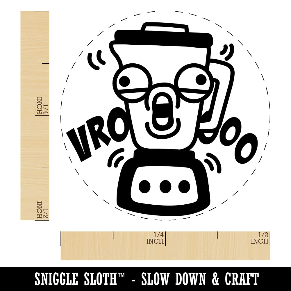 Mini Noisy Blender Cartoon Self-Inking Rubber Stamp - 1/2 Inch Brown Ink Stamper for Crafting, Planner Decoration & DIY Scrapbooking | Fun Office & School Supplies