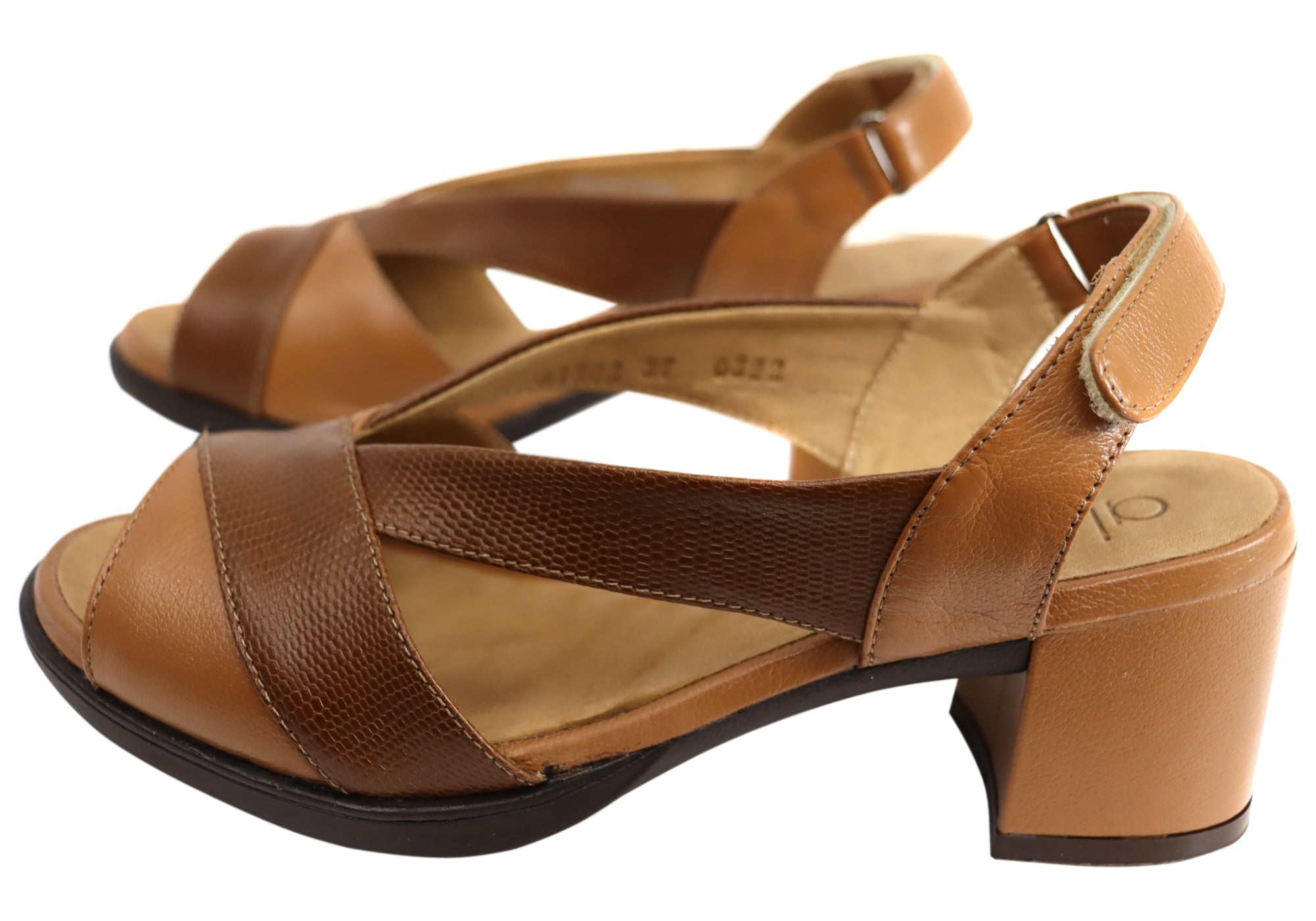 Opananken Raquel Women's Comfortable Leather Mid Heel Sandals - Stylish & Supportive for Work, Party & Summer Outings