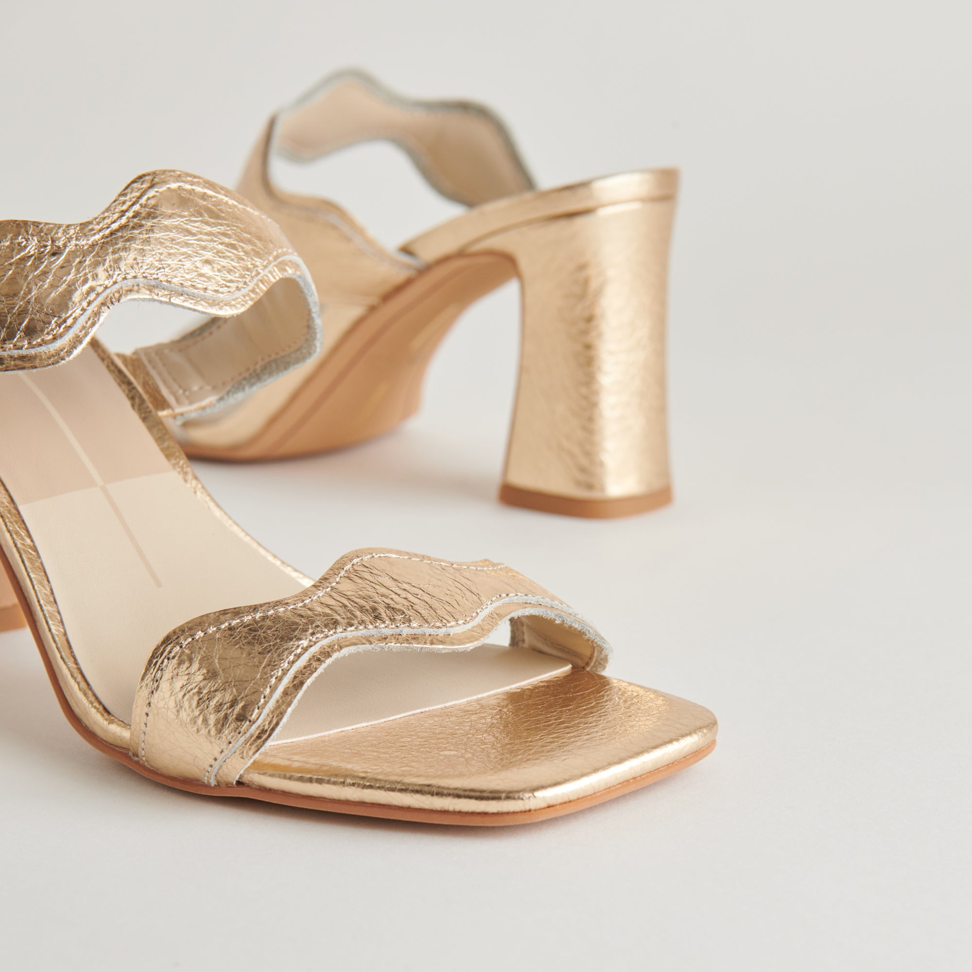 ILVA Women's Gold Distressed Leather Heels - Stylish High Heel Pumps for Parties, Weddings & Evening Events