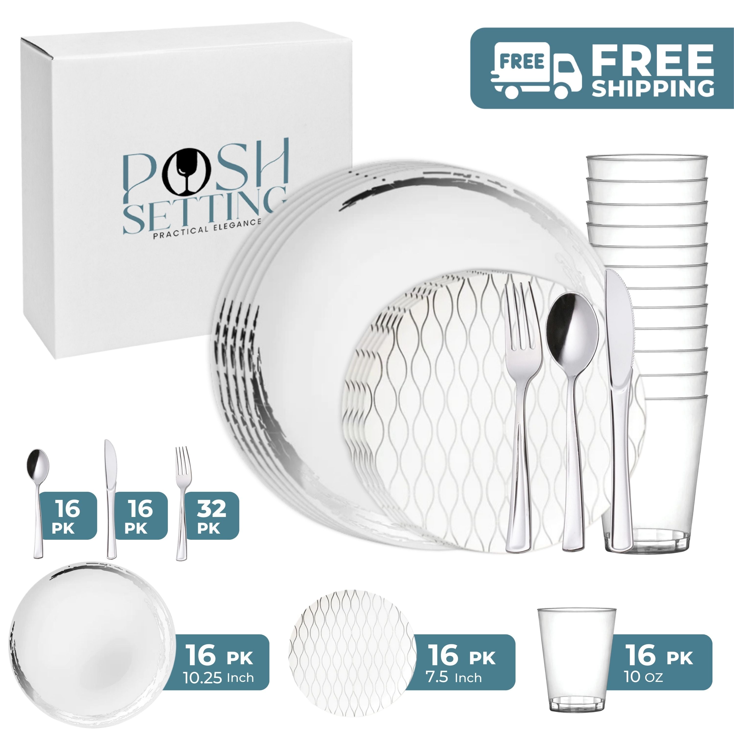 White and Silver Plastic Party Bundle with Whisk - Perfect for Birthday Celebrations, Kitchen Decor, and Themed Events