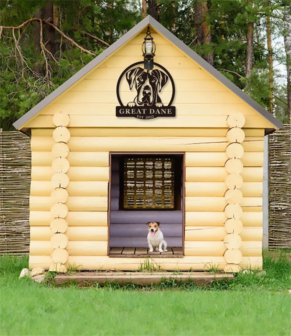 Custom Great Dane Dog Metal Sign - Personalized Dog Name Plaque - Rustic Home & Outdoor Decor - Metal Wall Art for Pet Lovers - Unique Housewarming Gift for Dog Owners - Perfect for Living Room, Patio, or Kennel