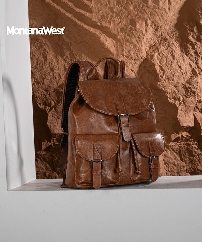 Montana West Buckle Backpack for Women - Stylish Leather Backpack Purse with Adjustable Straps - Perfect for Work, Travel & Everyday Use